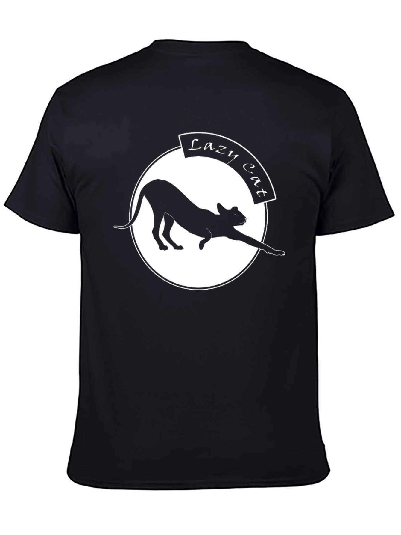 Lazy Cat Graphic Tee - Black Casual T-Shirt