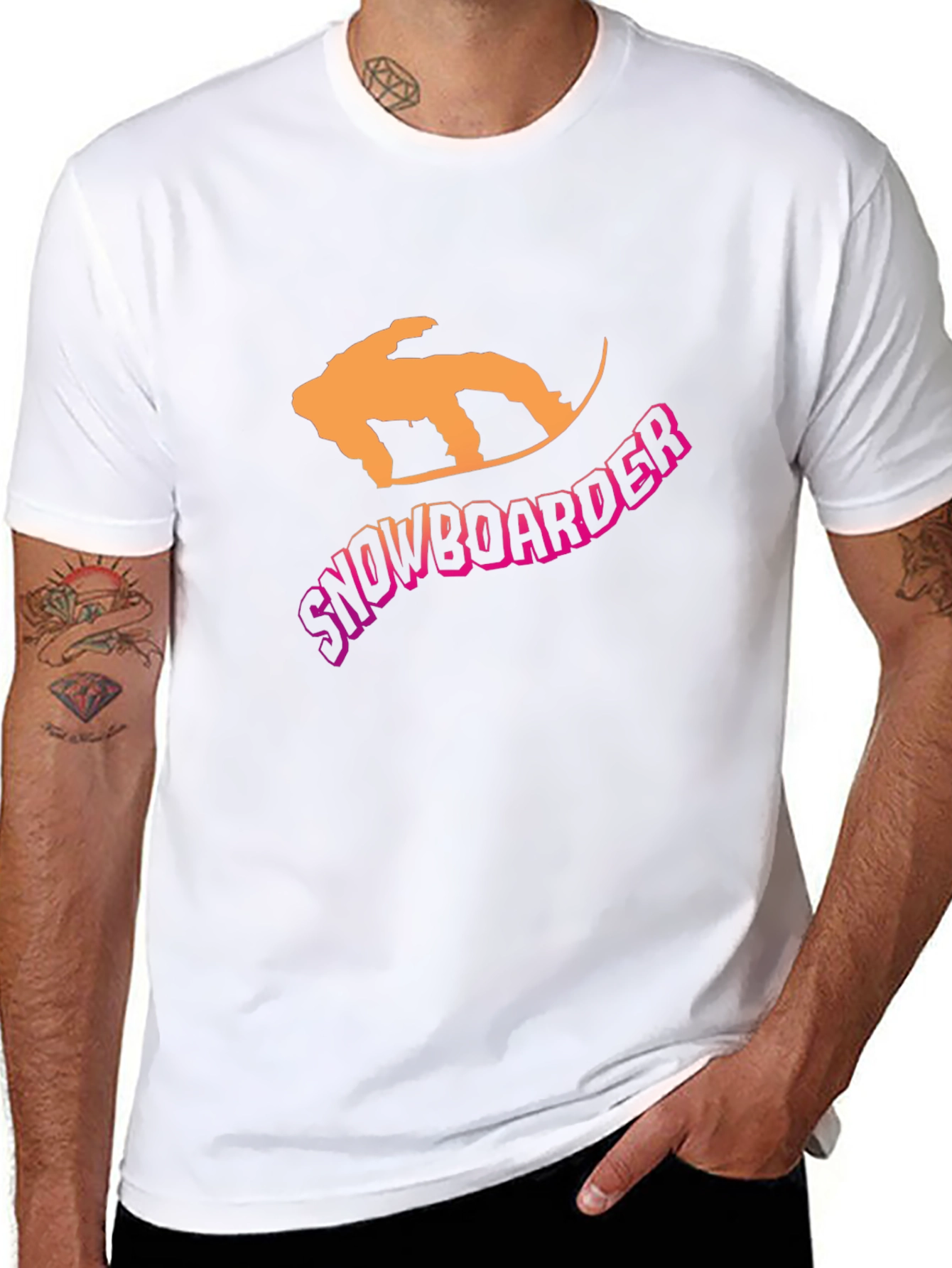 Snowboarder Graphic Tee - Black Crew Neck T-Shirt