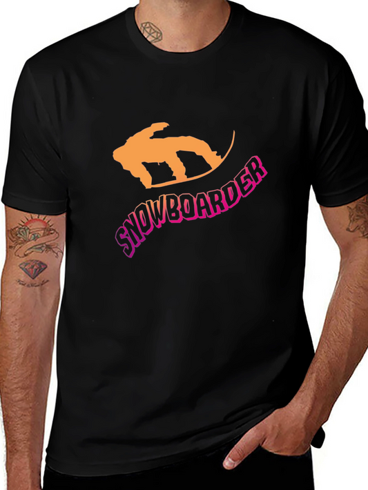 Snowboarder Graphic Tee - Black Crew Neck T-Shirt