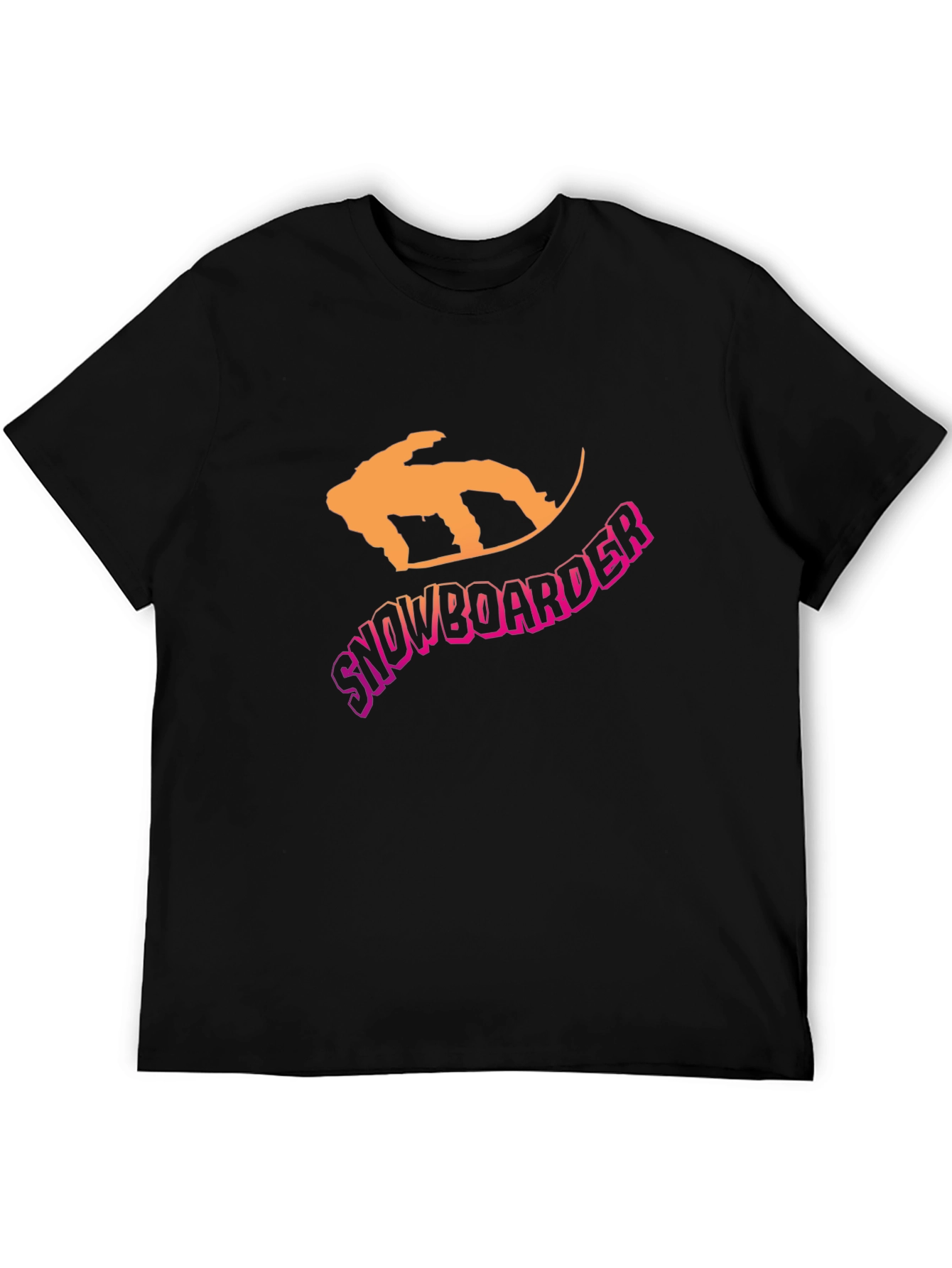 Snowboarder Graphic Tee - Black Crew Neck T-Shirt