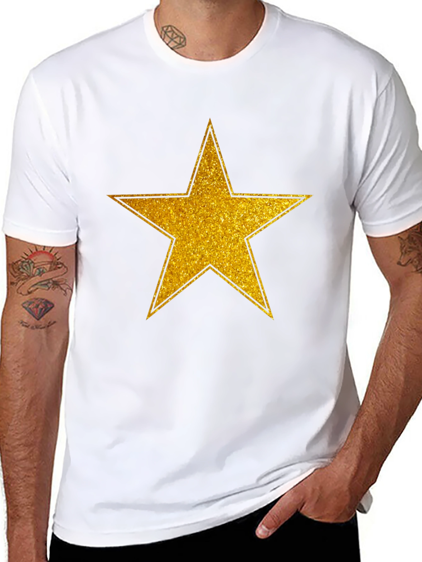Gold Star Graphic Black T-Shirt