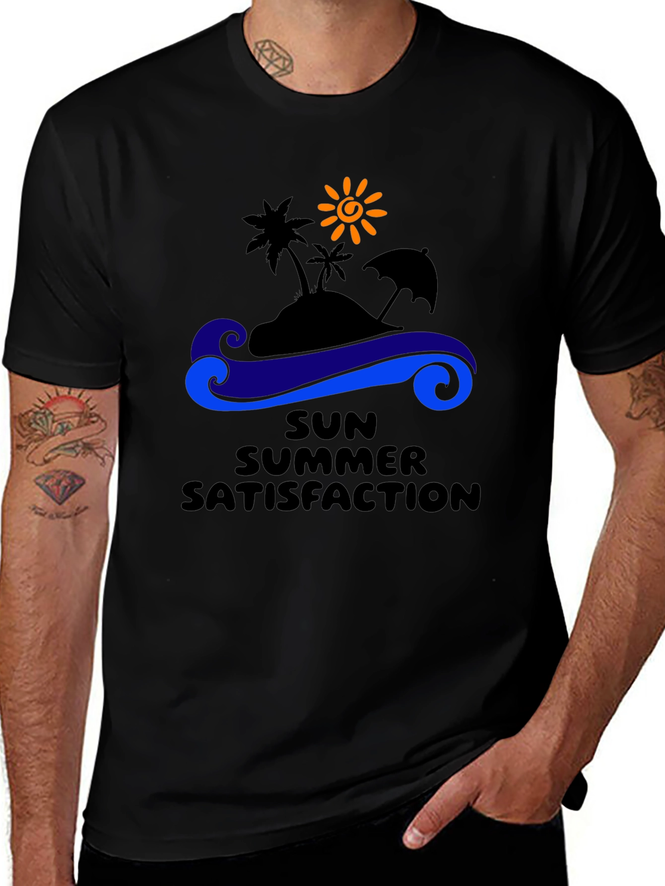 Summer Satisfaction Black Graphic T-Shirt