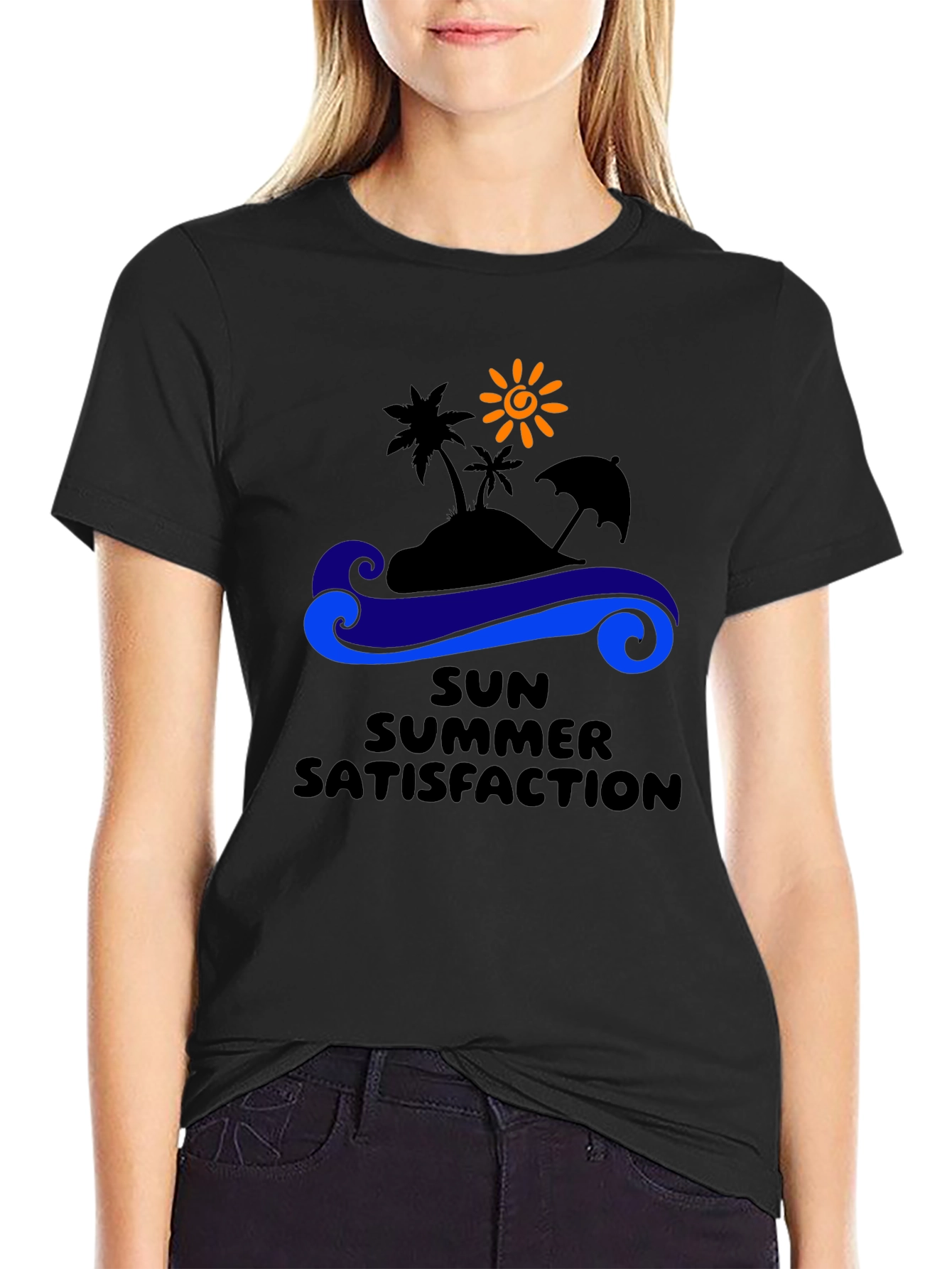 Summer Satisfaction Black Graphic T-Shirt