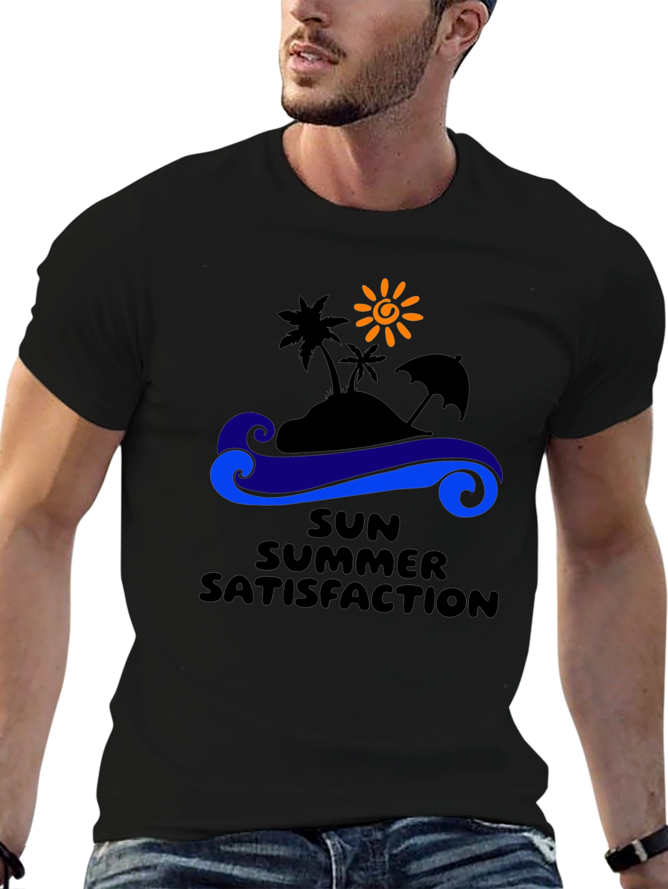 Summer Satisfaction Black Graphic T-Shirt