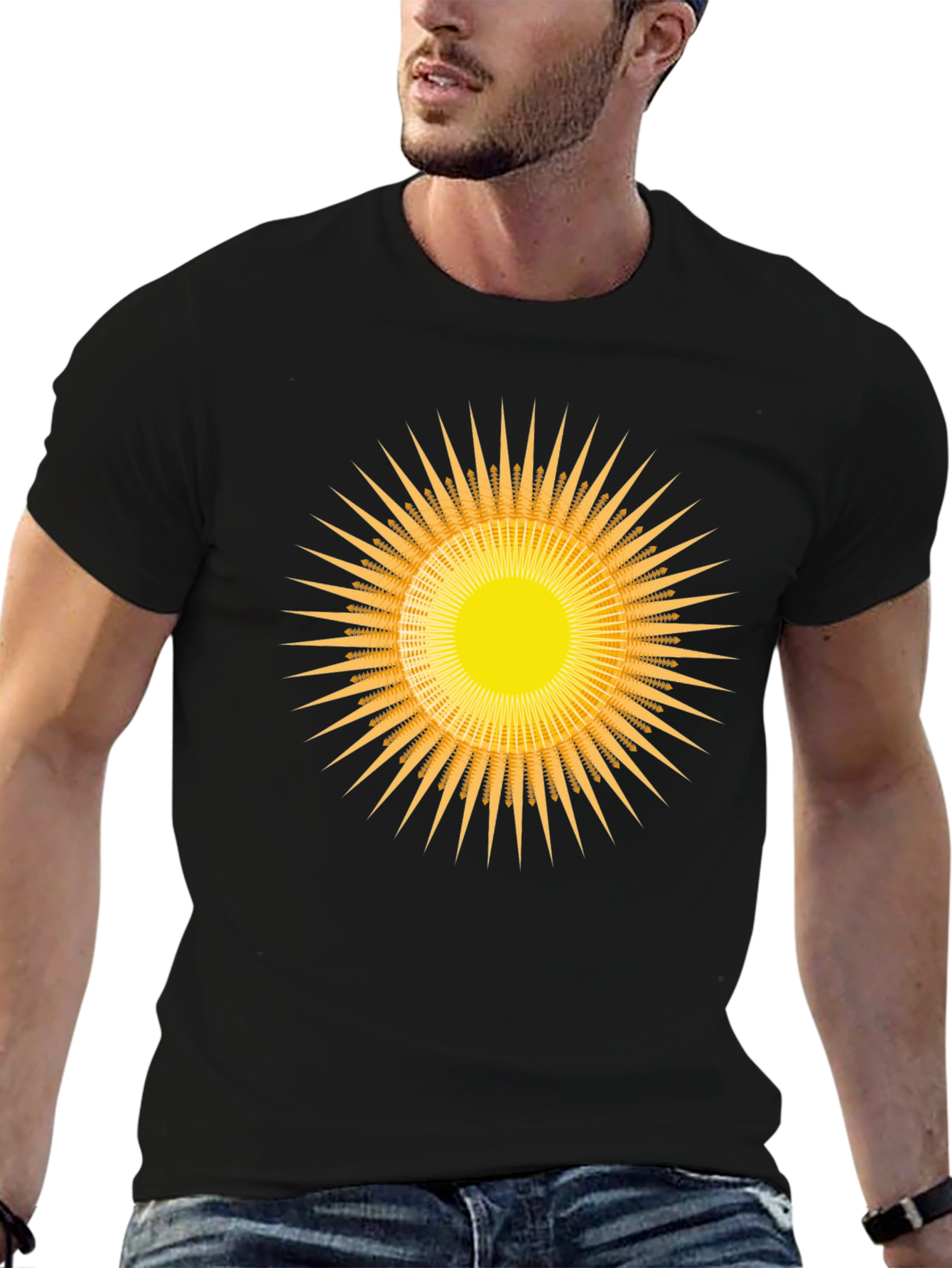 Radiant Sunburst Graphic Black T-Shirt