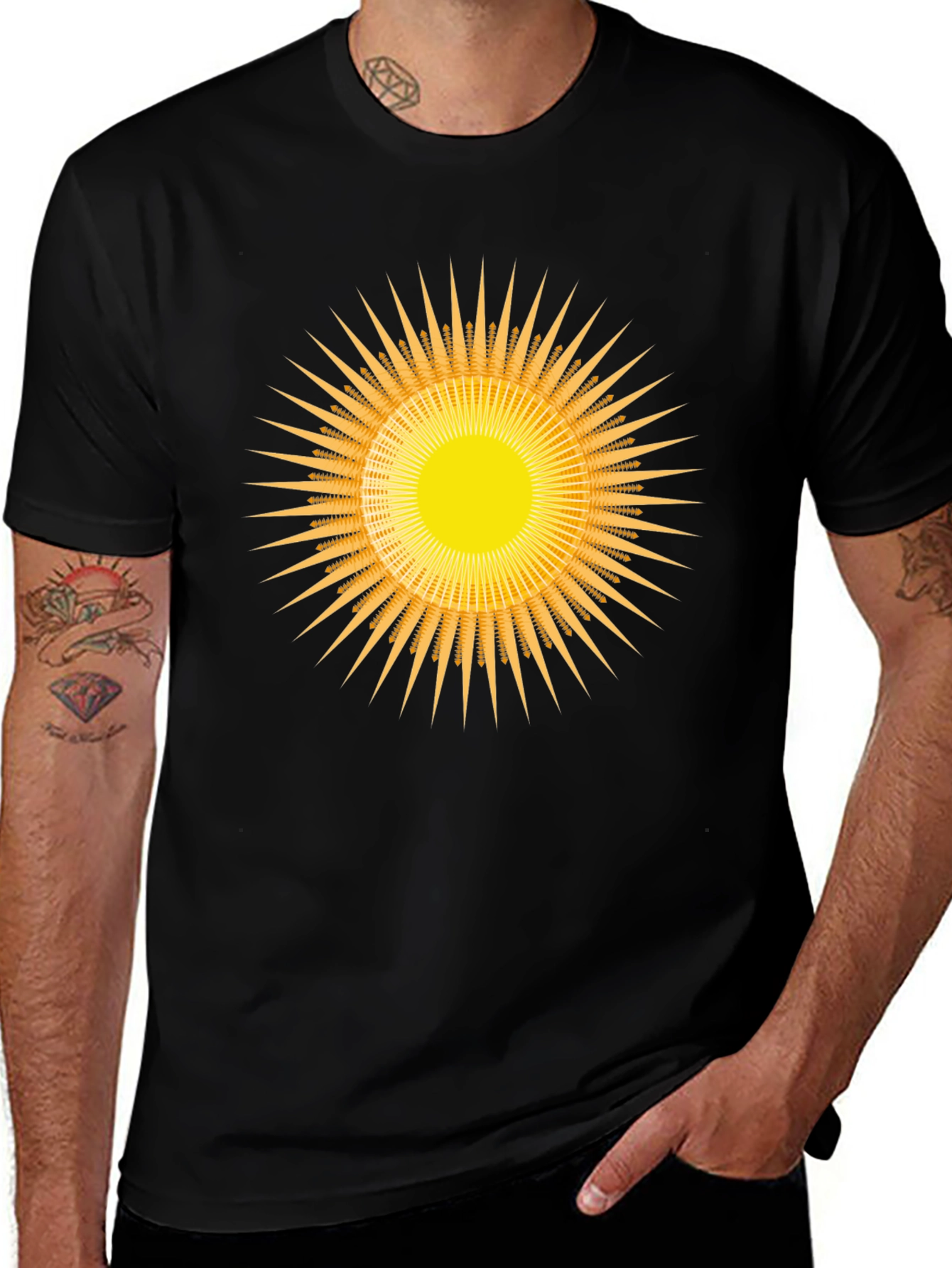 Radiant Sunburst Graphic Black T-Shirt