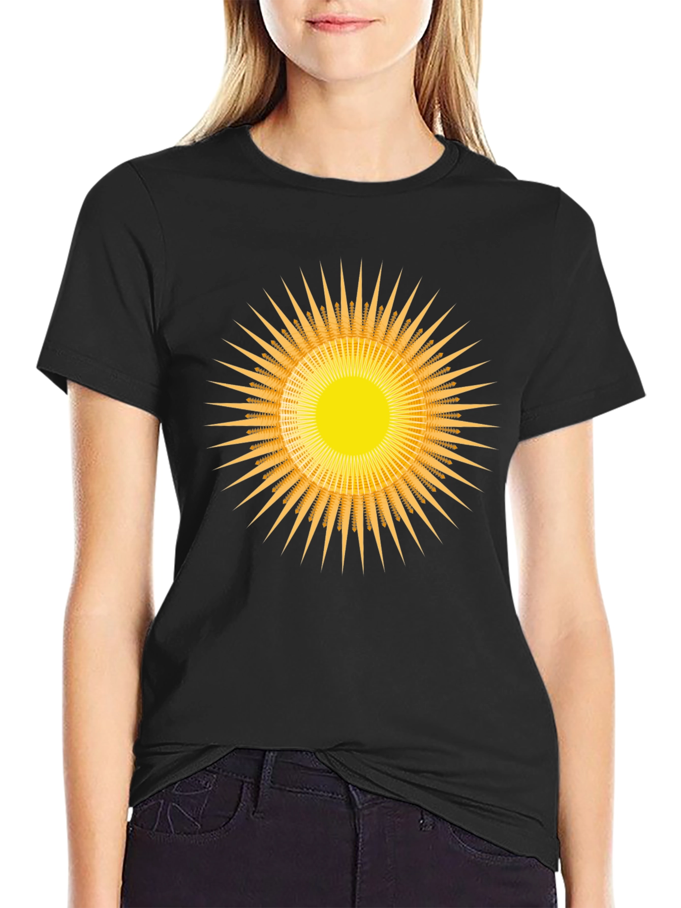 Radiant Sunburst Graphic Black T-Shirt