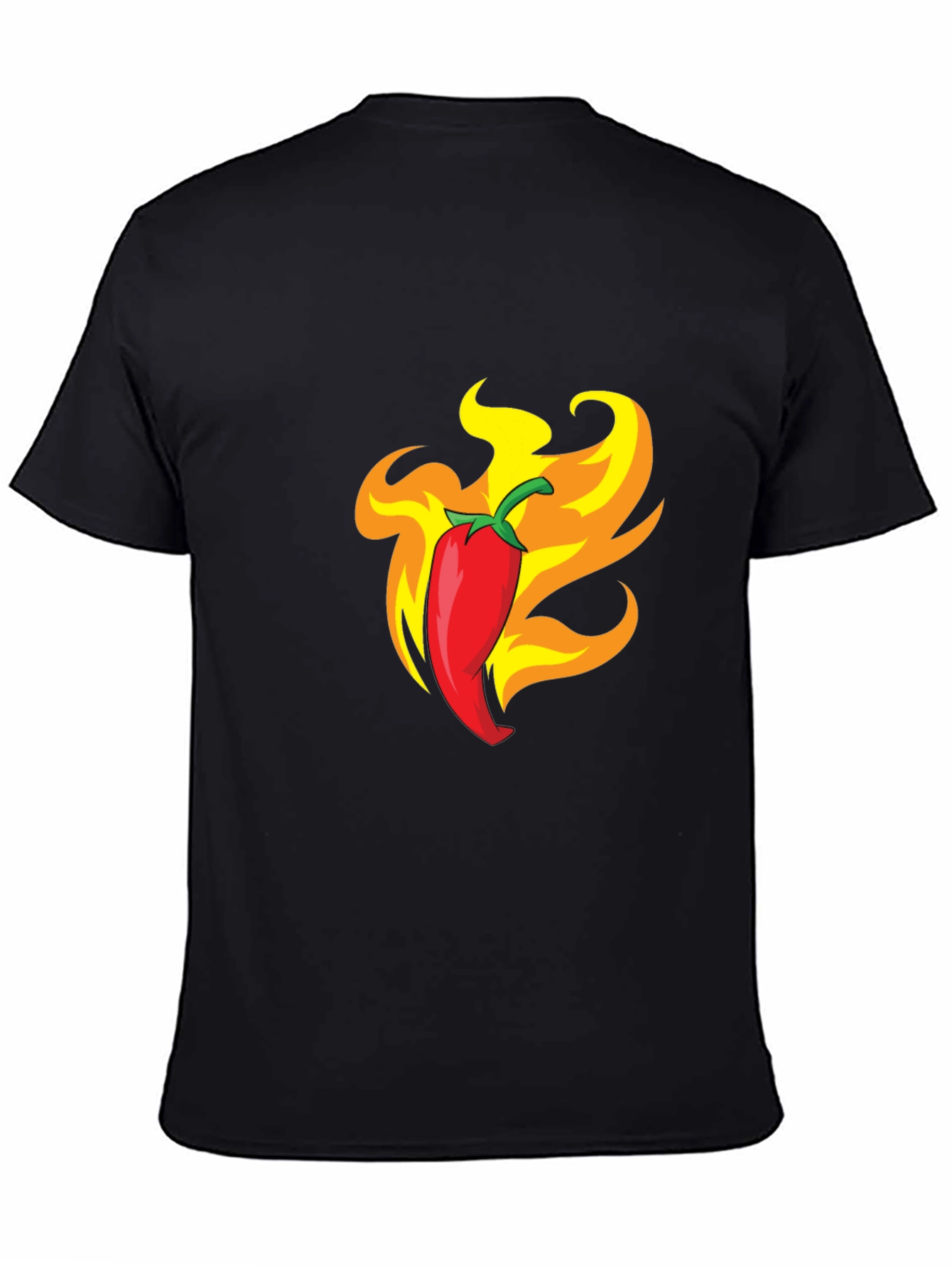 Fiery Chili Pepper Graphic Tee - Bold Black T-Shirt