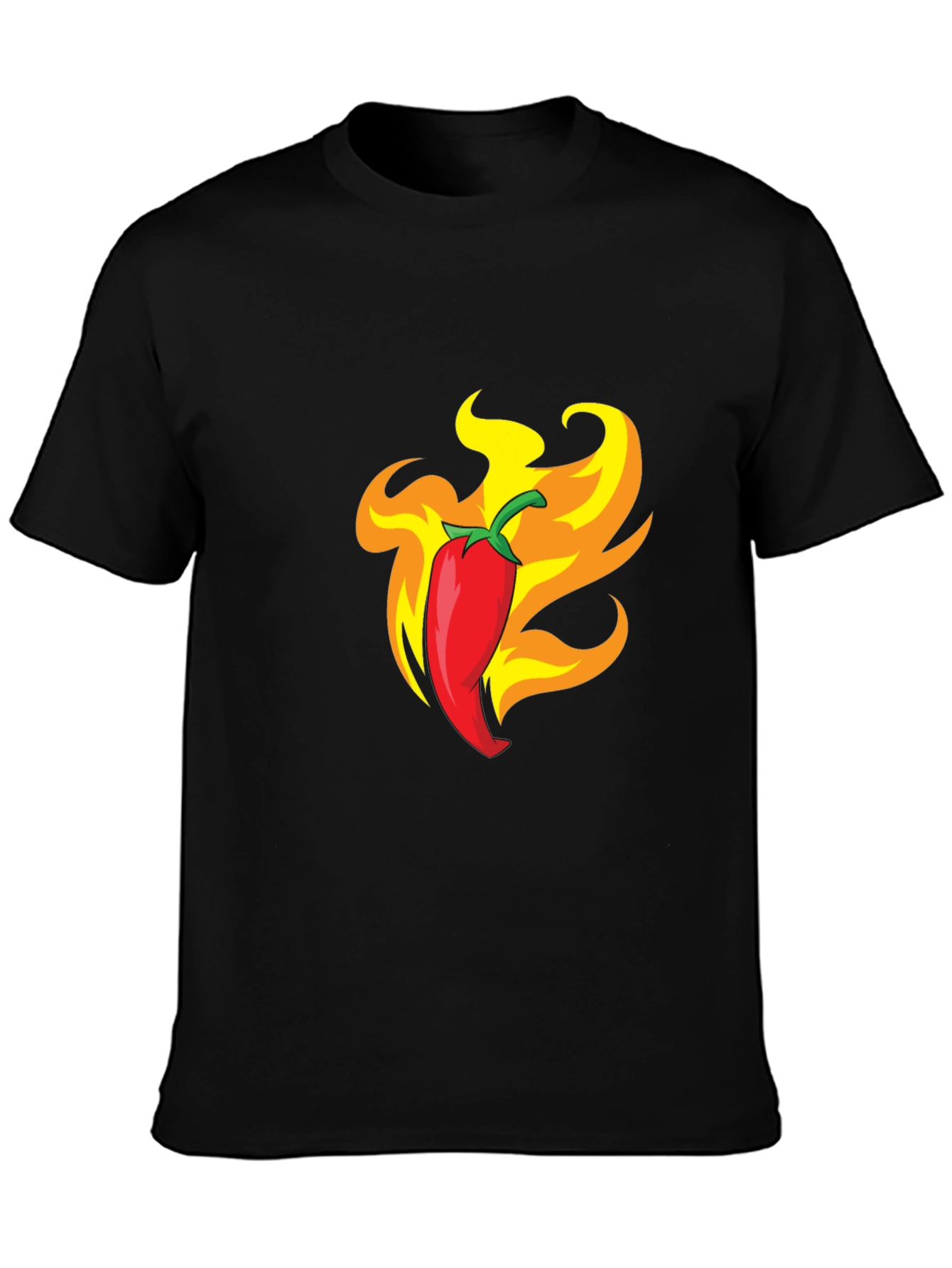 Fiery Chili Pepper Graphic Tee - Bold Black T-Shirt