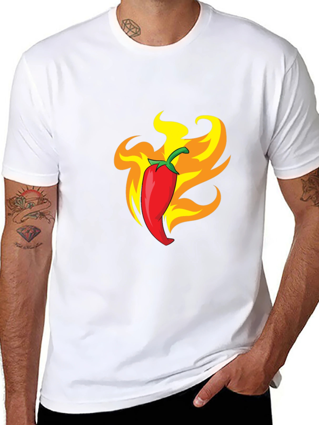 Fiery Chili Pepper Graphic Tee - Bold Black T-Shirt