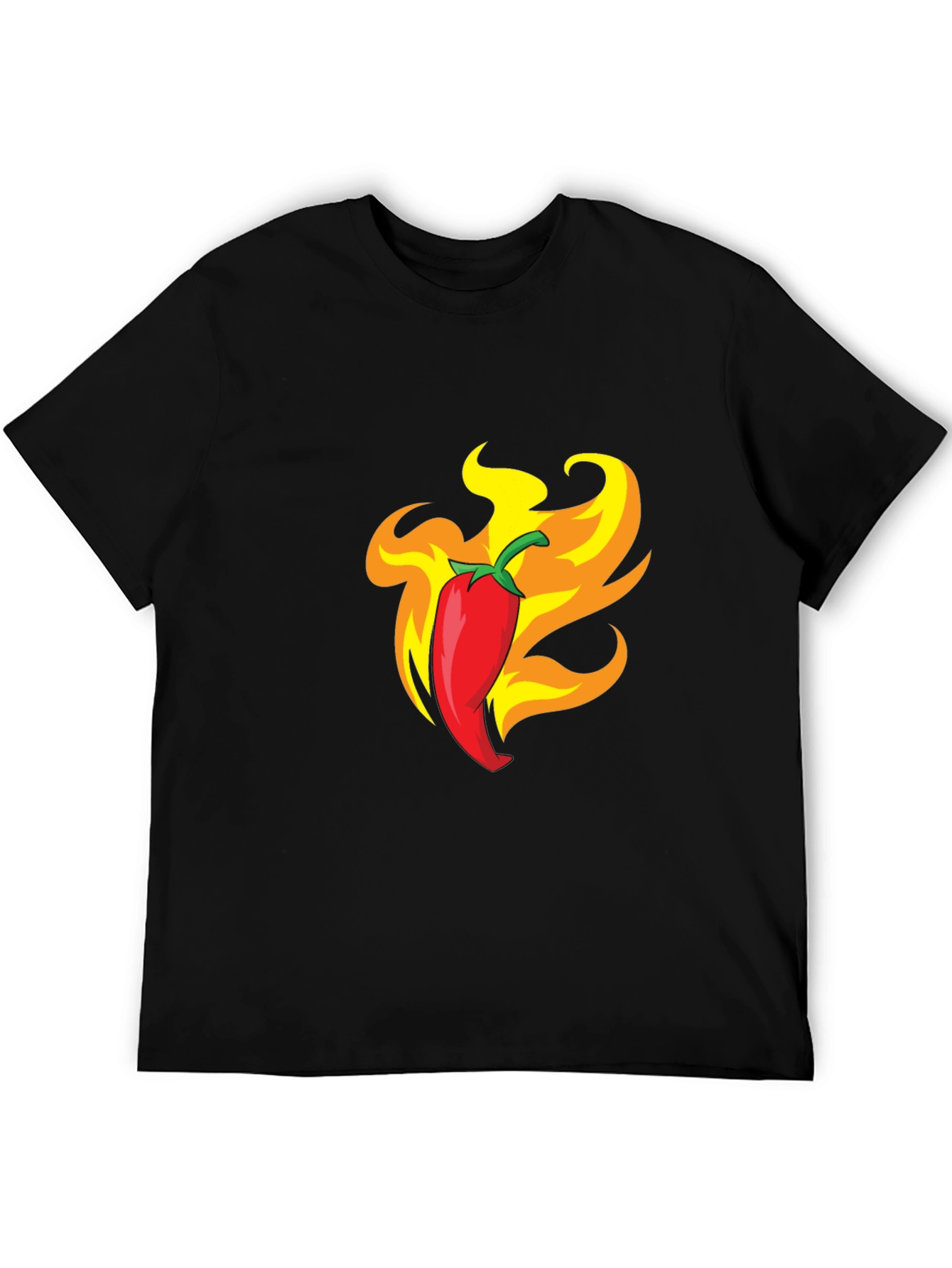 Fiery Chili Pepper Graphic Tee - Bold Black T-Shirt