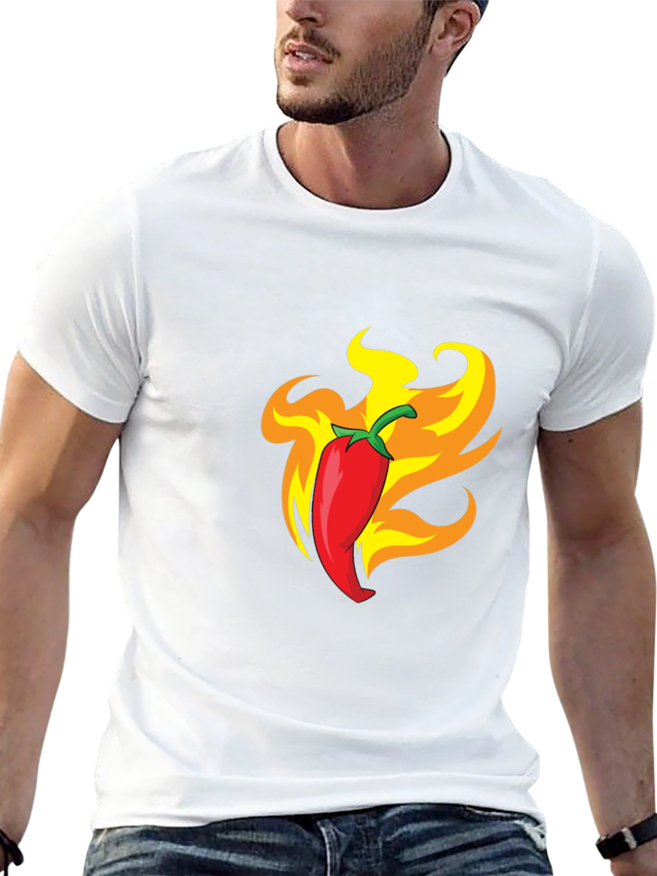 Fiery Chili Pepper Graphic Tee - Bold Black T-Shirt