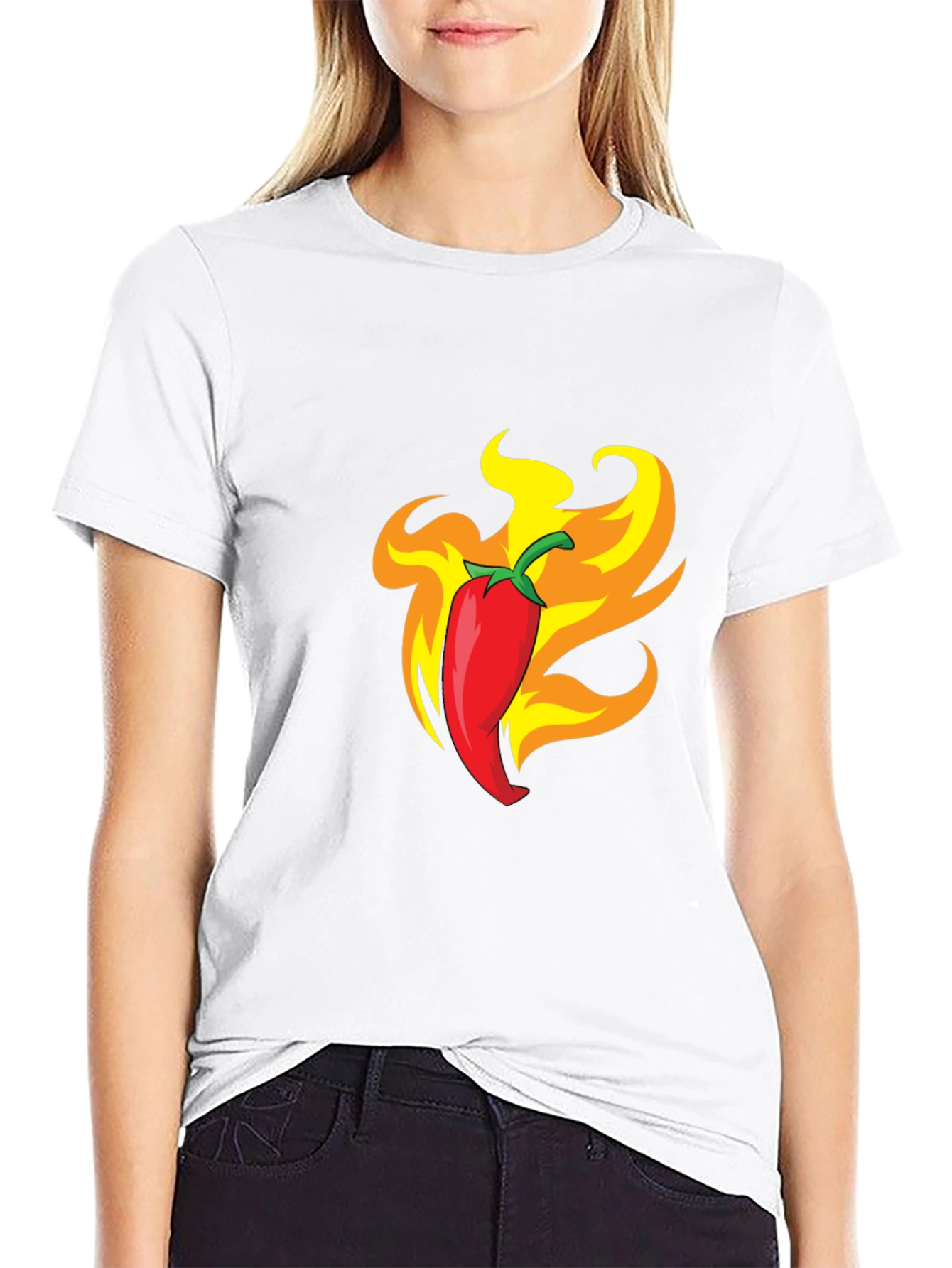 Fiery Chili Pepper Graphic Tee - Bold Black T-Shirt