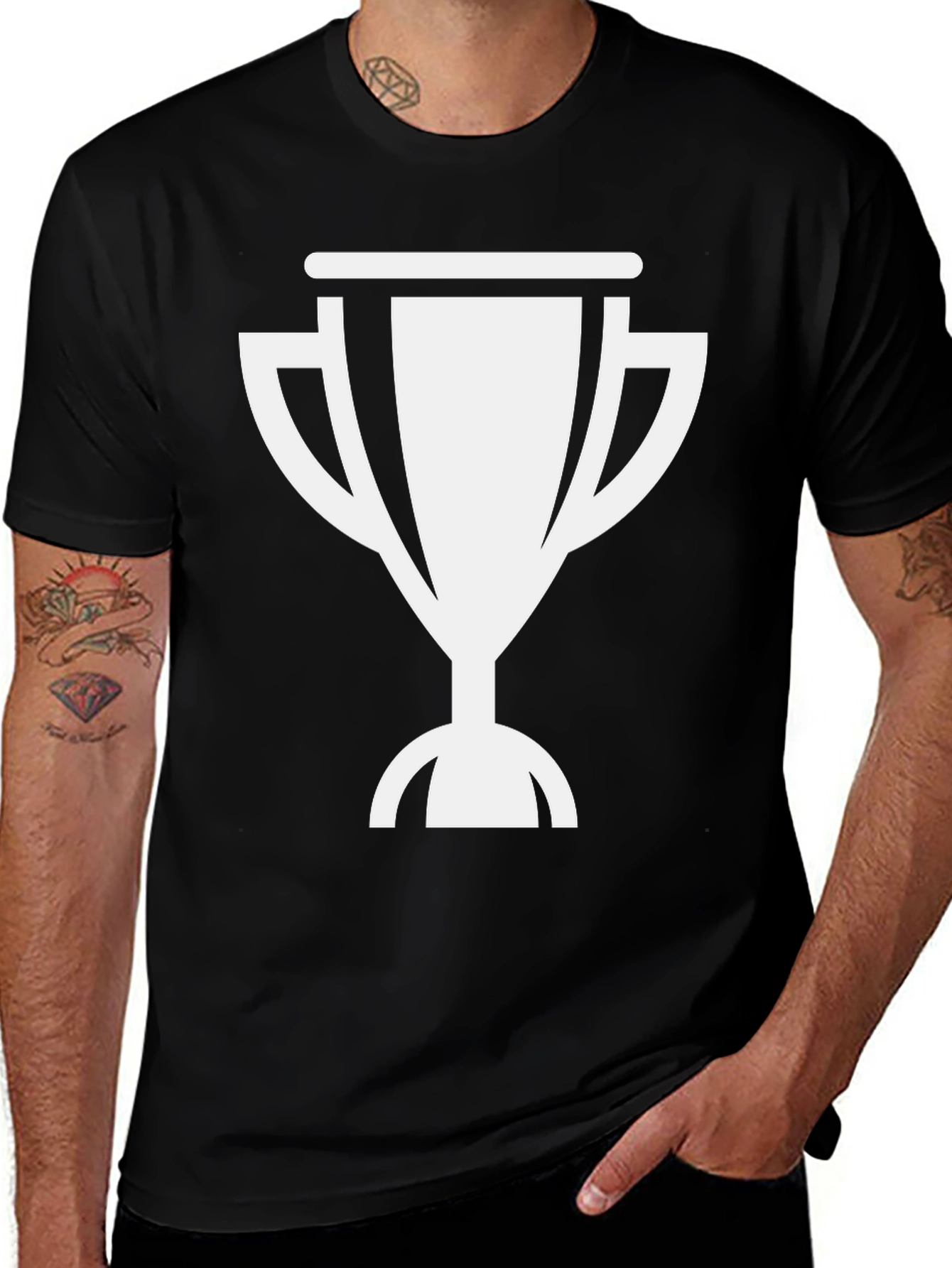 Trophy Graphic Tee - Mens Black Cotton Shirt