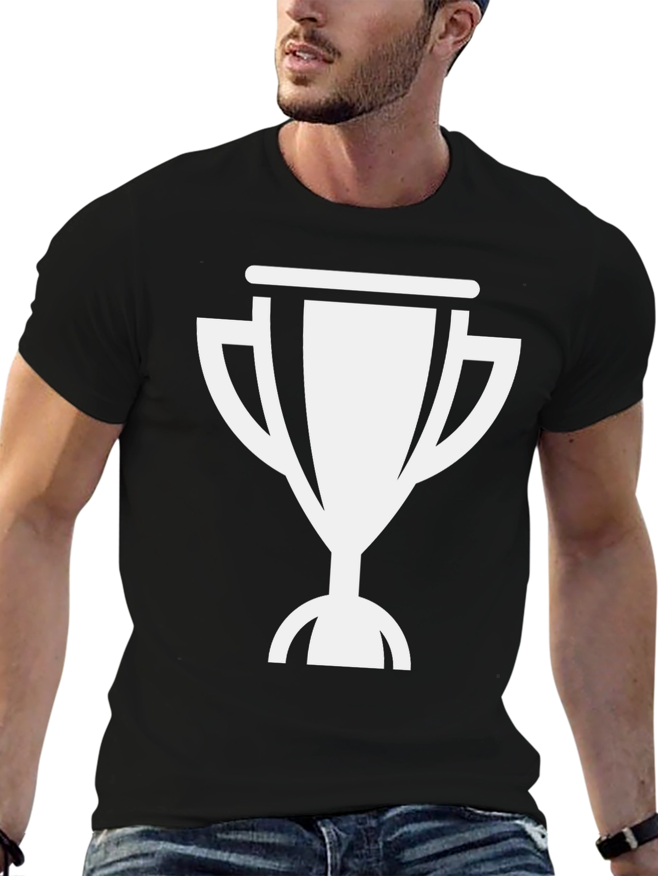 Trophy Graphic Tee - Mens Black Cotton Shirt