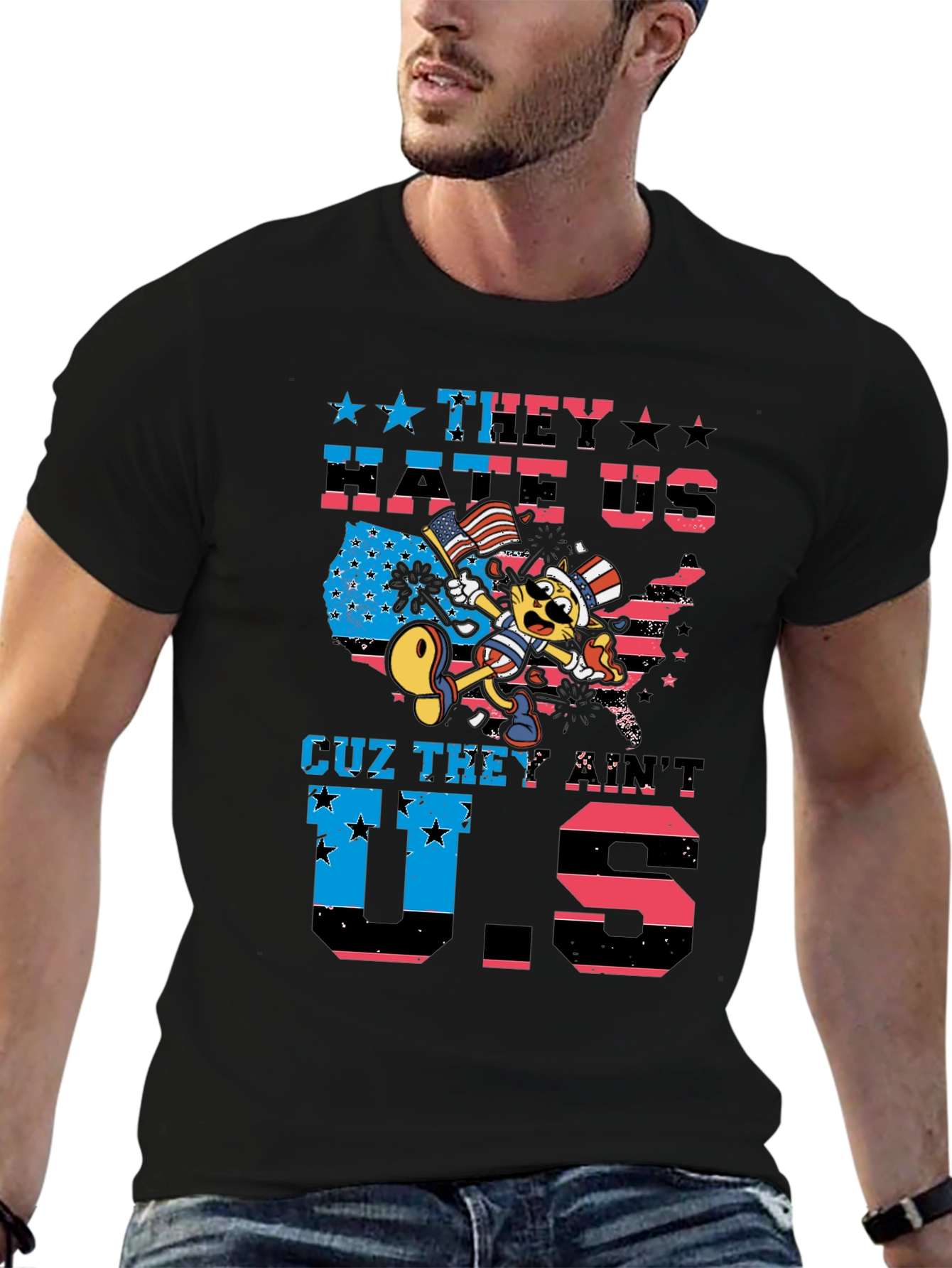 Patriotic Cat T-Shirt - They Hate Us