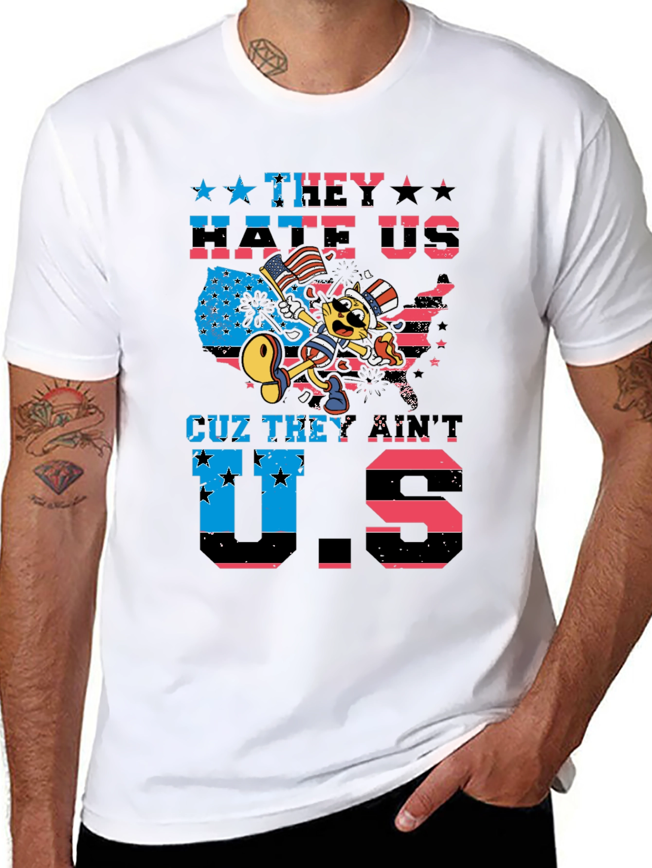 Patriotic Cat T-Shirt - They Hate Us