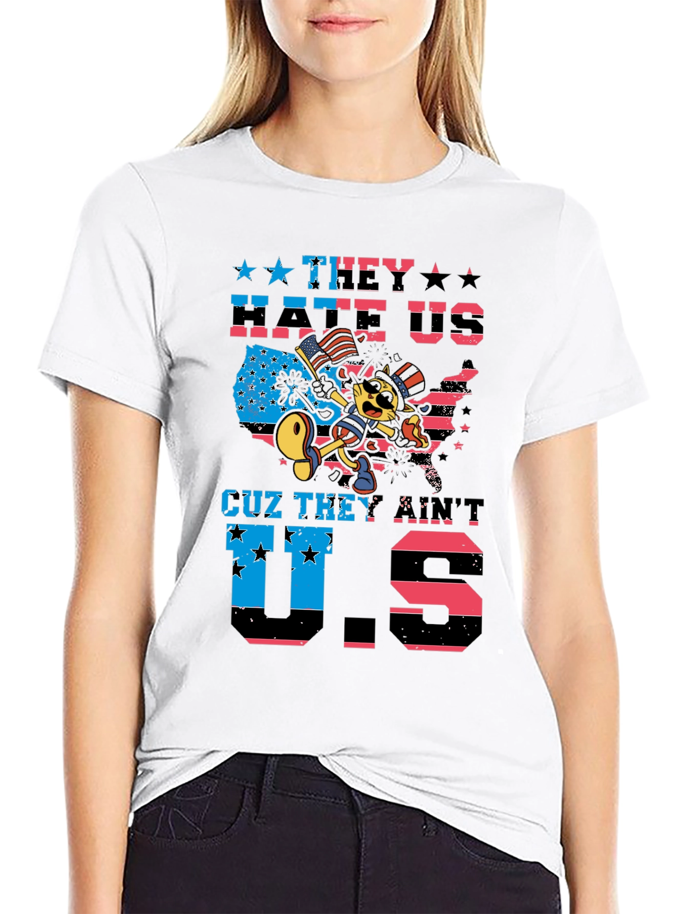 Patriotic Cat T-Shirt - They Hate Us
