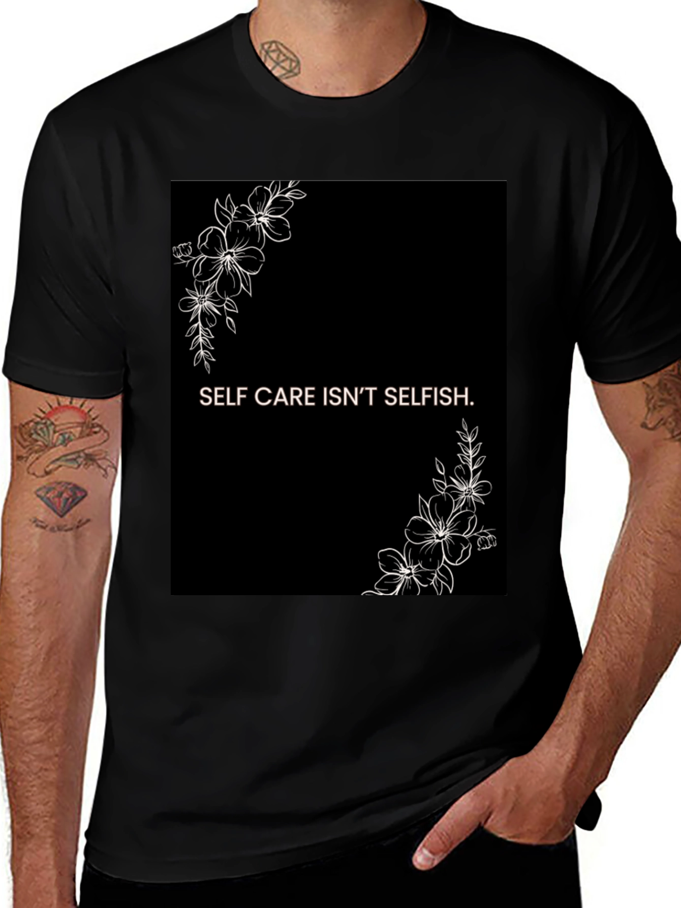 Self Care Isnt Selfish Black Graphic Tee