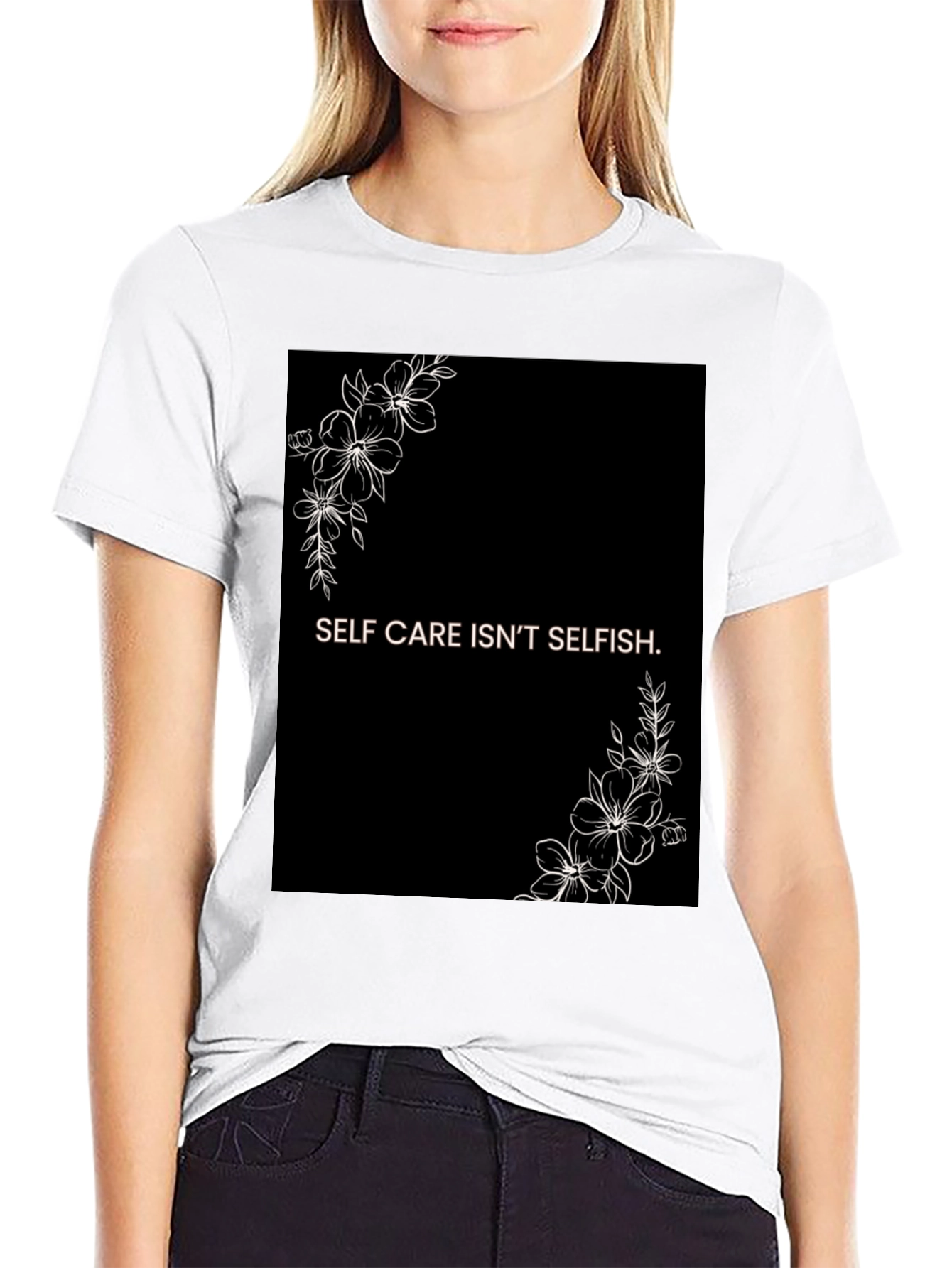 Self Care Isnt Selfish Black Graphic Tee