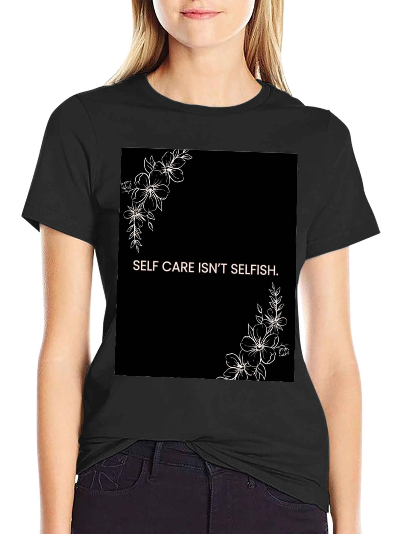 Self Care Isnt Selfish Black Graphic Tee