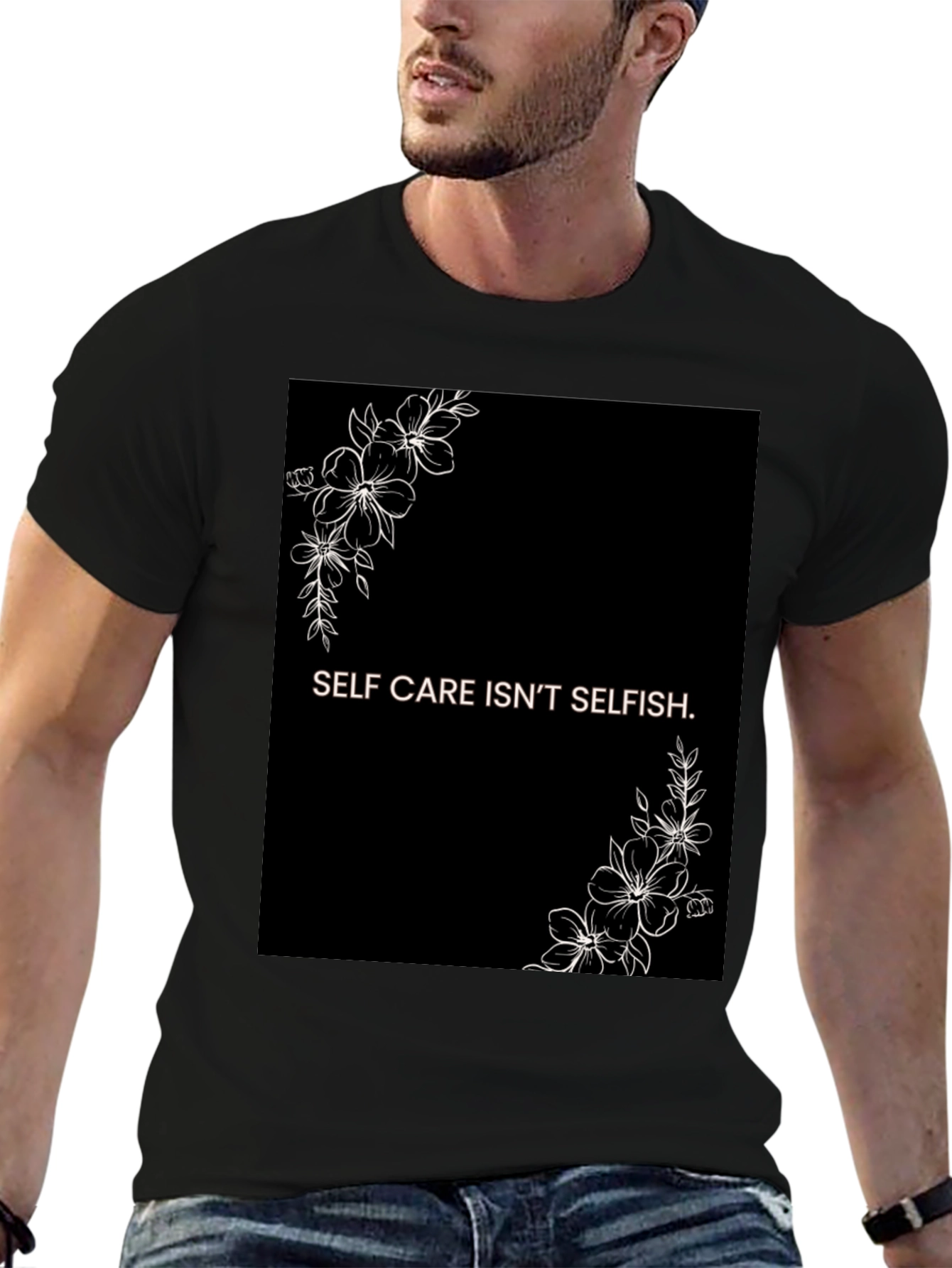 Self Care Isnt Selfish Black Graphic Tee