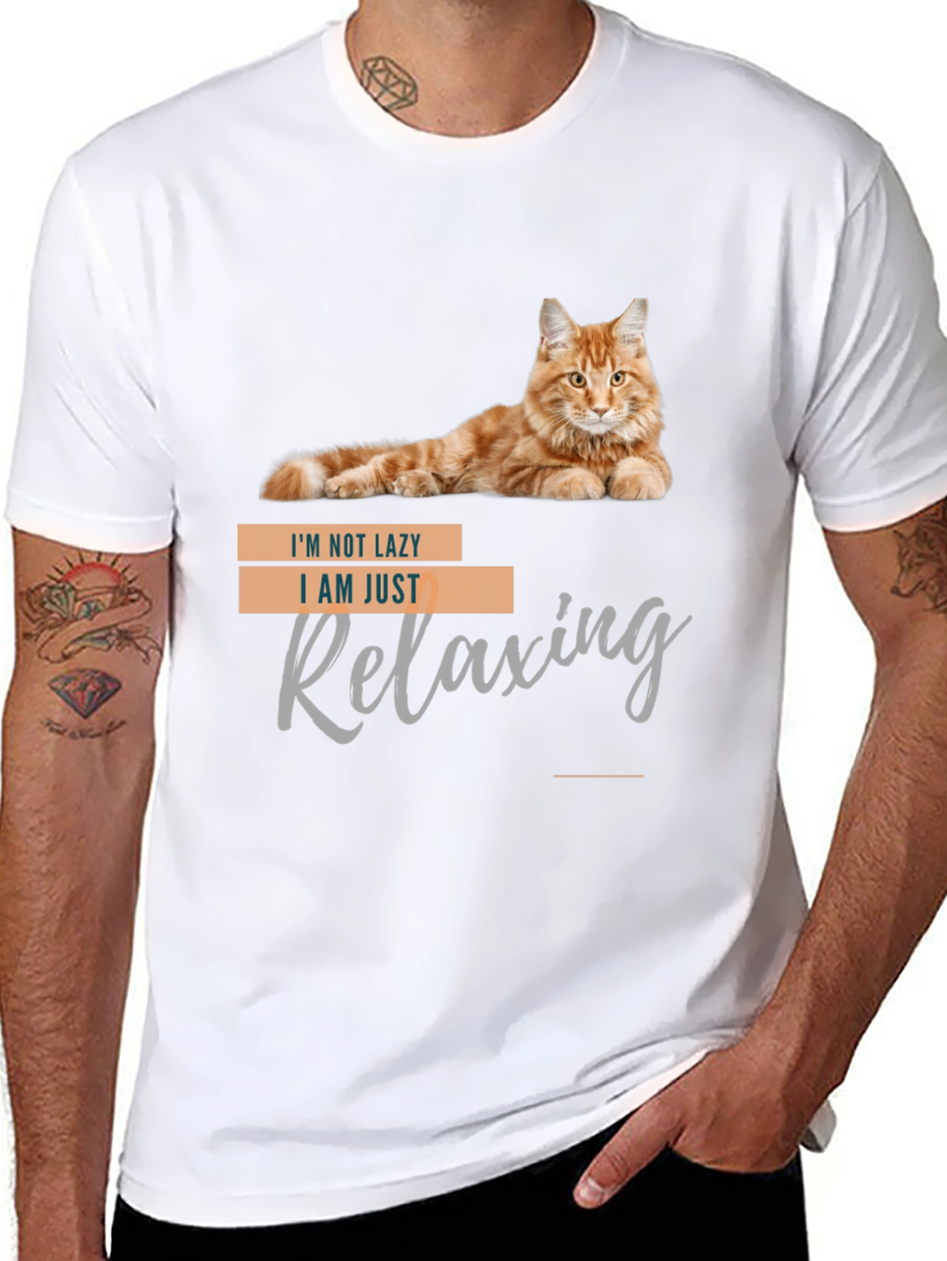 Funny Cat T-Shirt - Im Not Lazy Relaxing