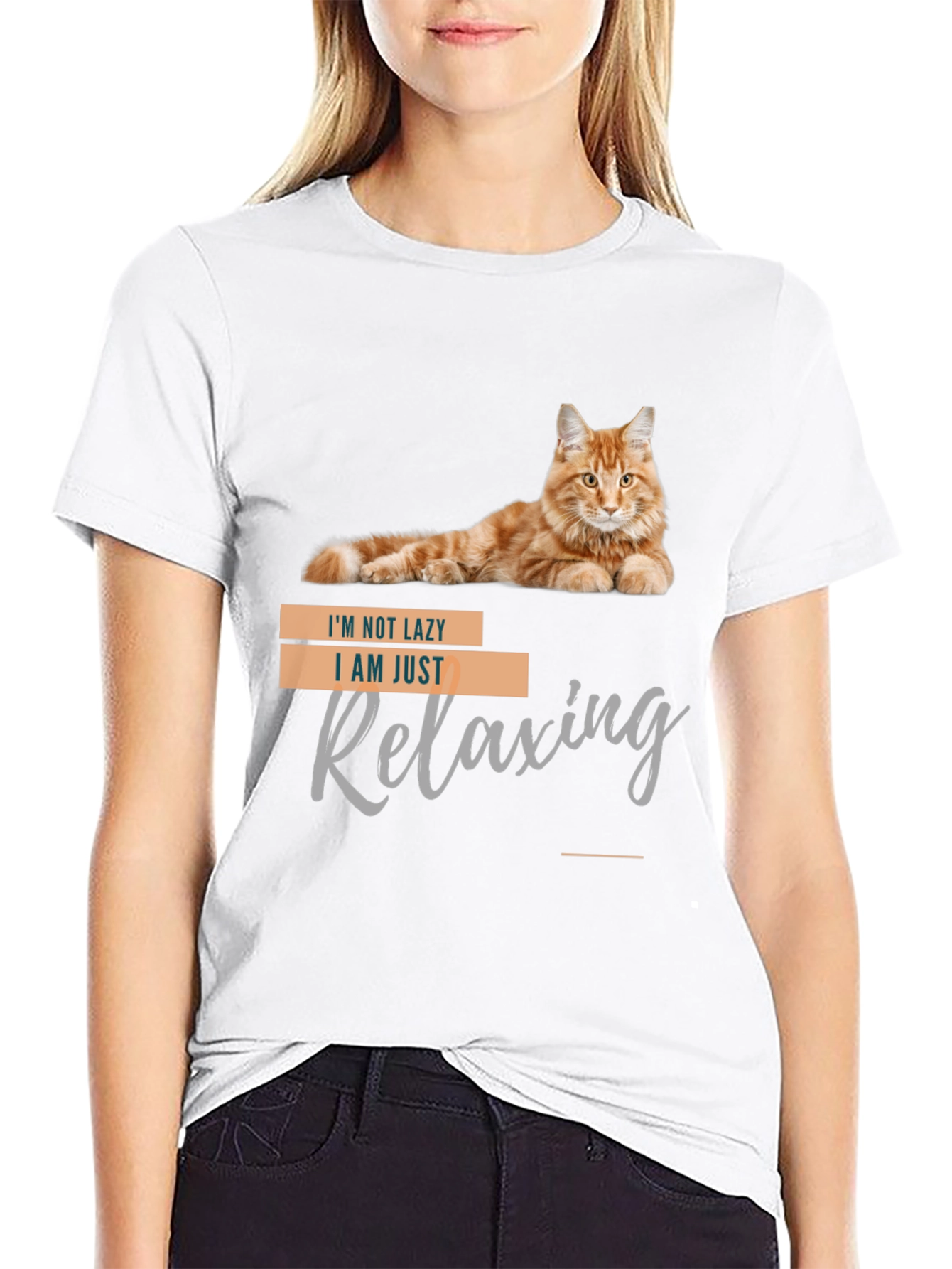 Funny Cat T-Shirt - Im Not Lazy Relaxing
