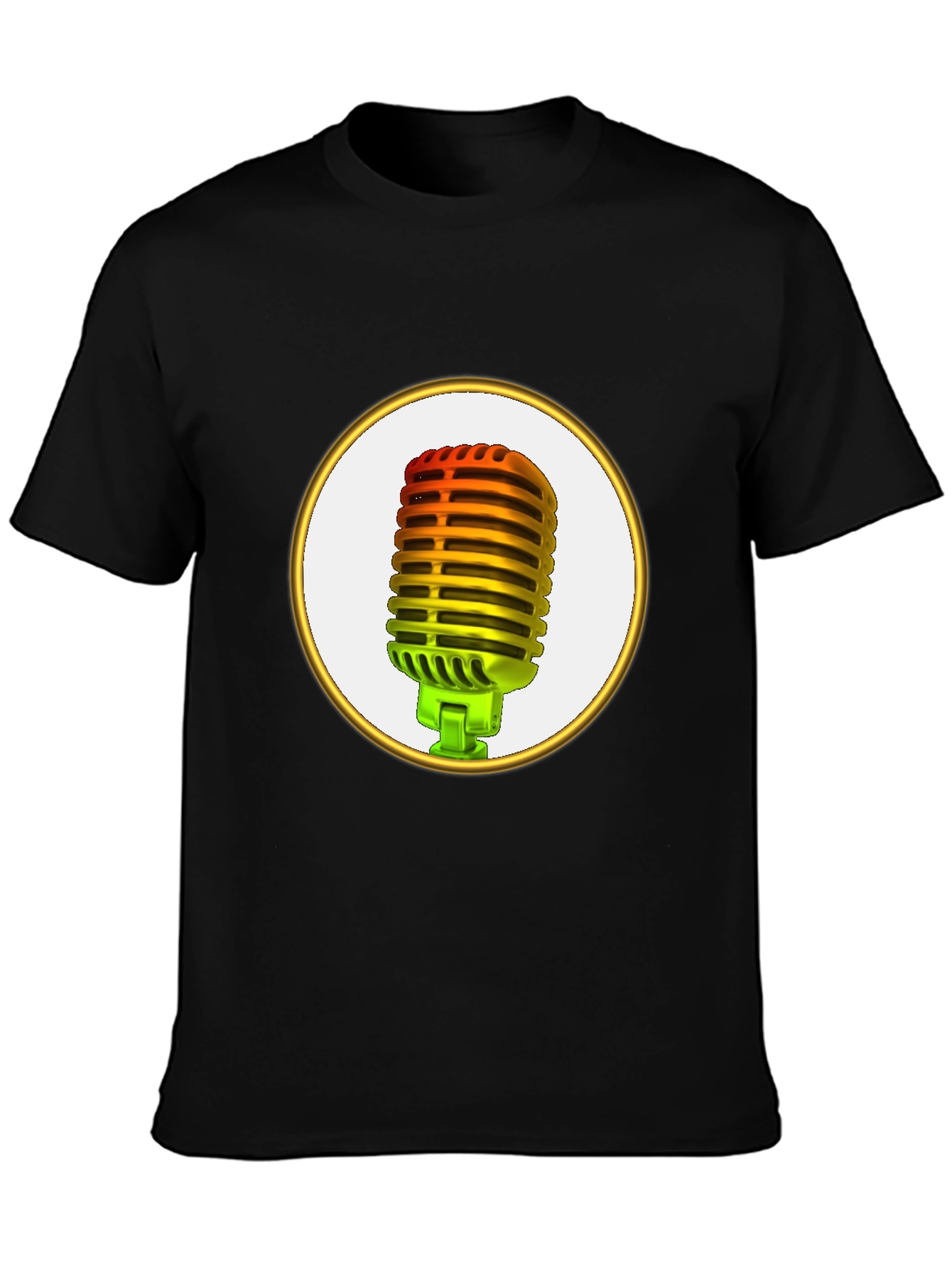 Retro Microphone Graphic Tee - Black