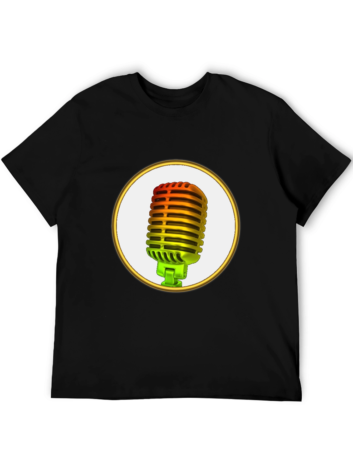 Retro Microphone Graphic Tee - Black