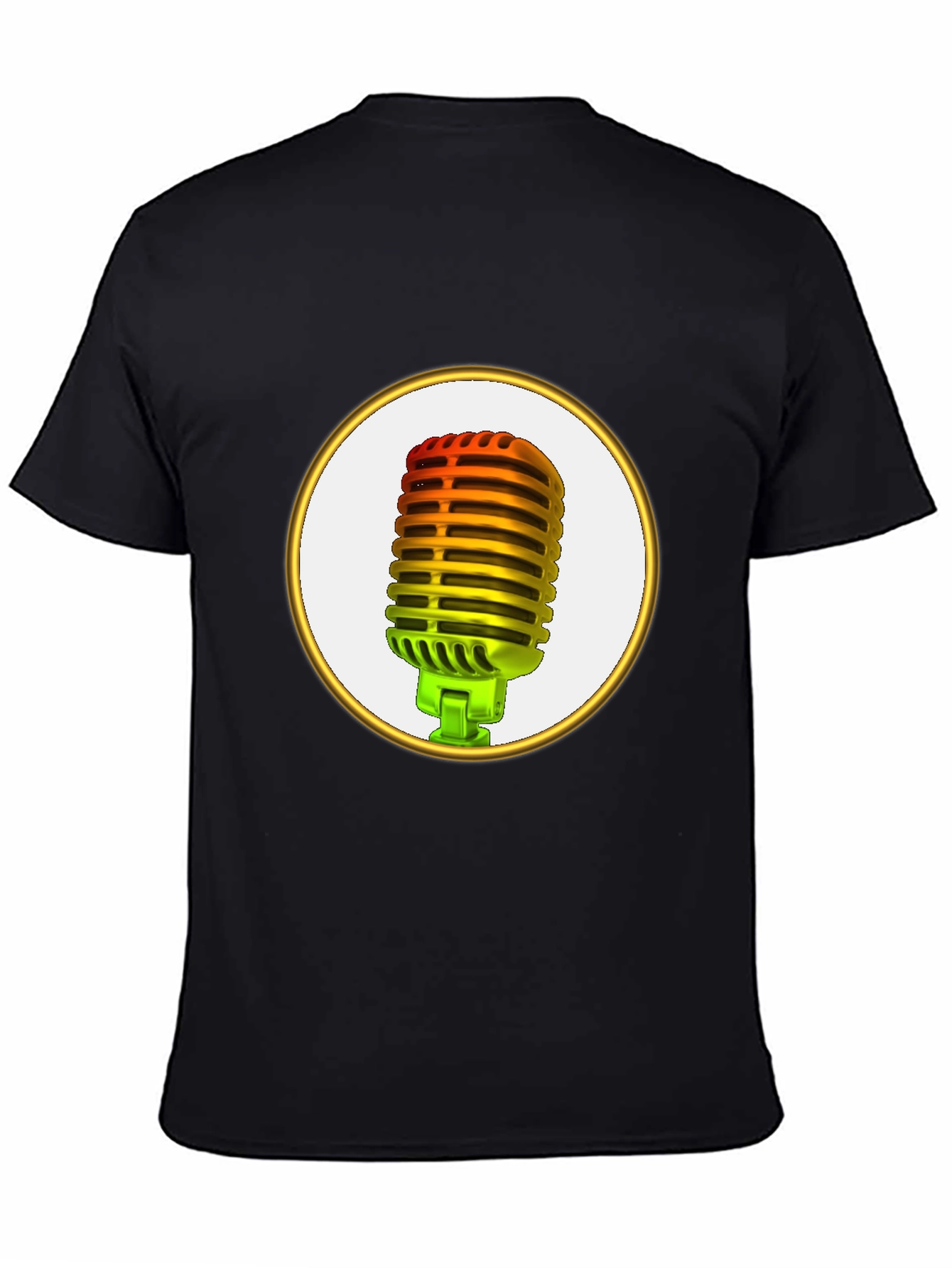 Retro Microphone Graphic Tee - Black