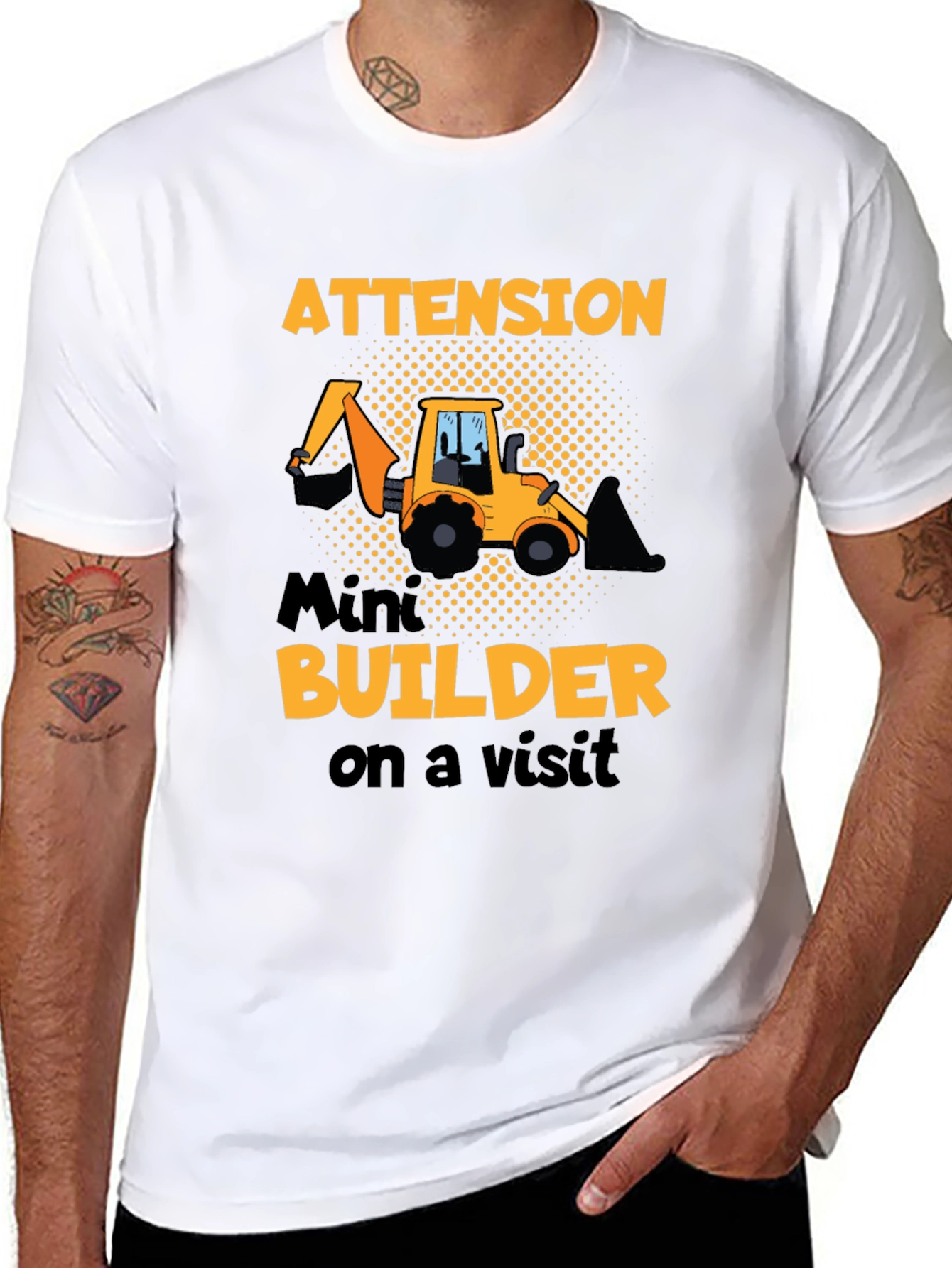 Attention Mini Builder T-Shirt - Construction Vehicle Tee