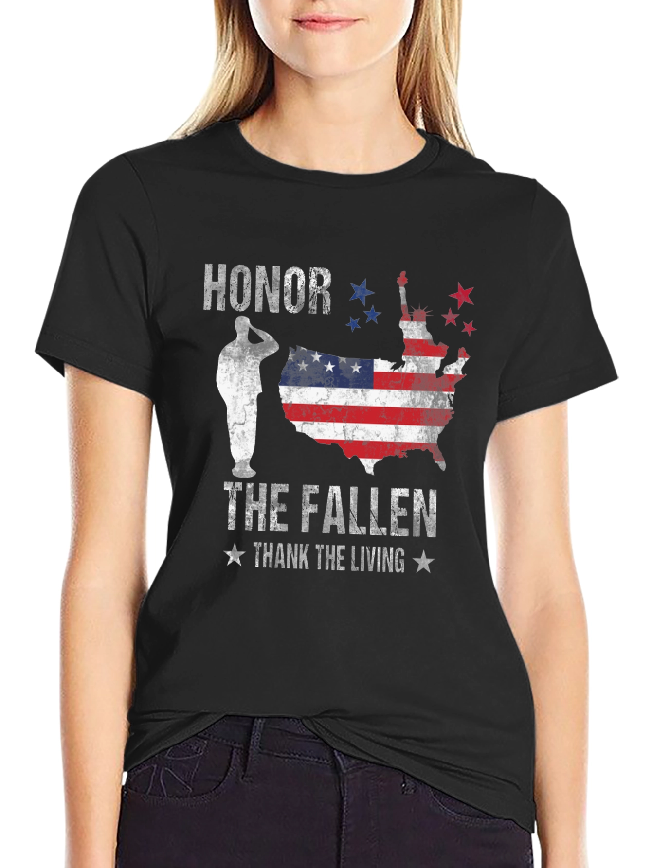 Honor The Fallen Mens Black Graphic Tee