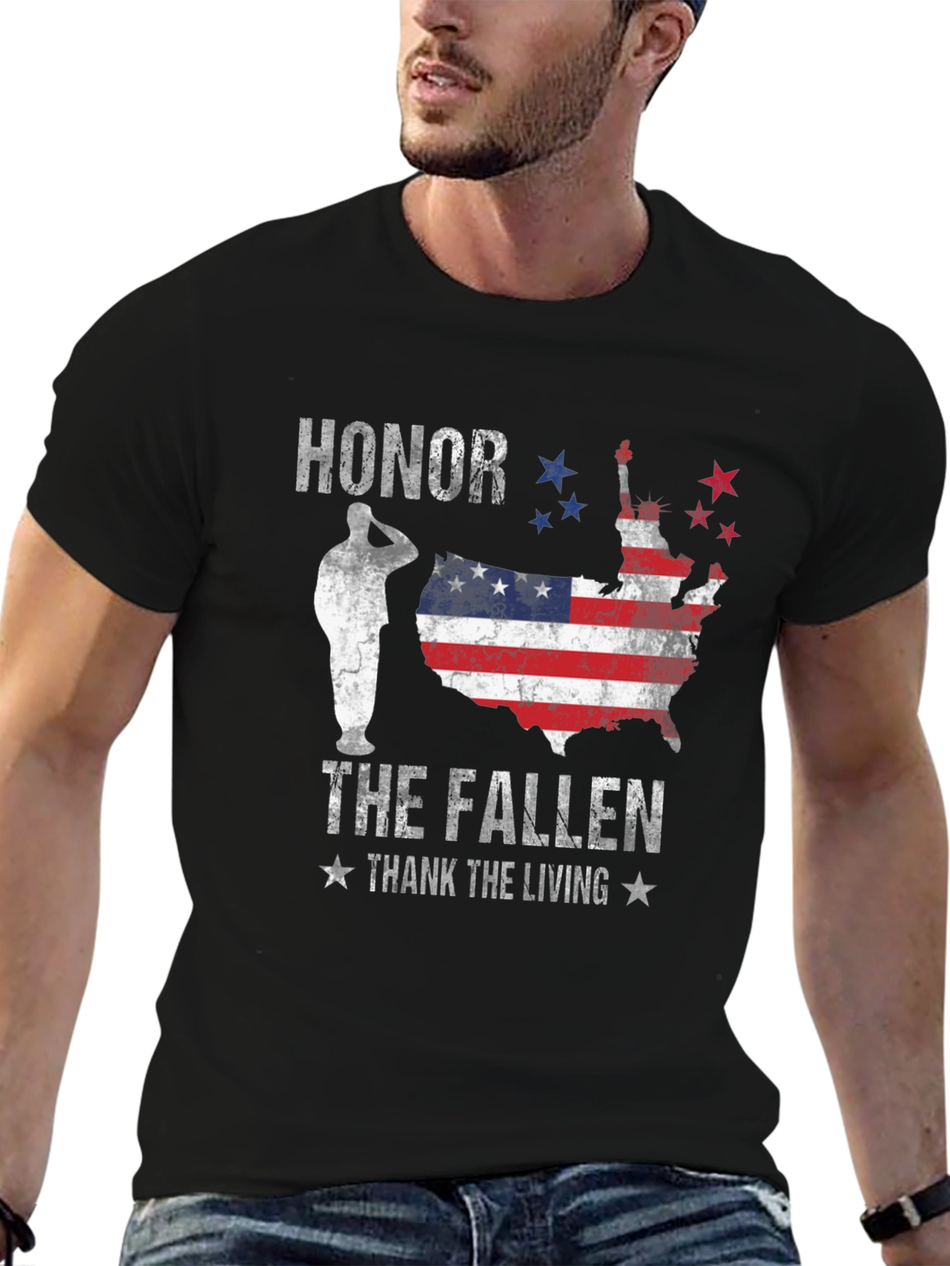 Honor The Fallen Mens Black Graphic Tee