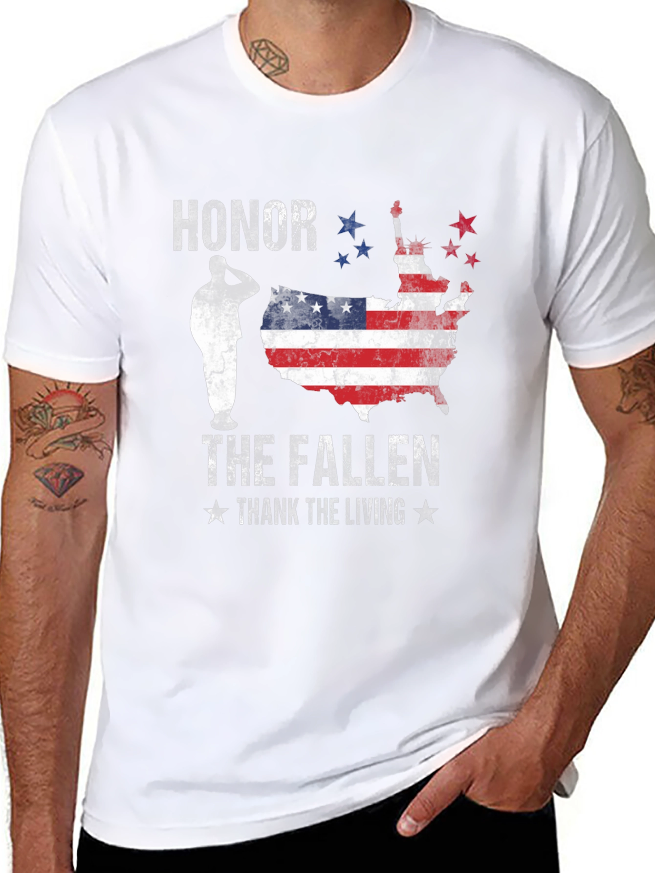 Honor The Fallen Mens Black Graphic Tee