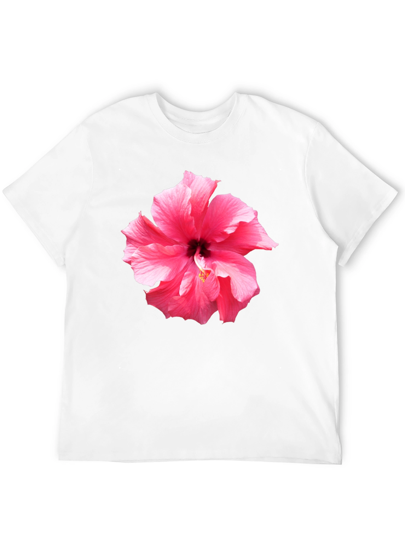Pink Hibiscus Flower Graphic T-Shirt