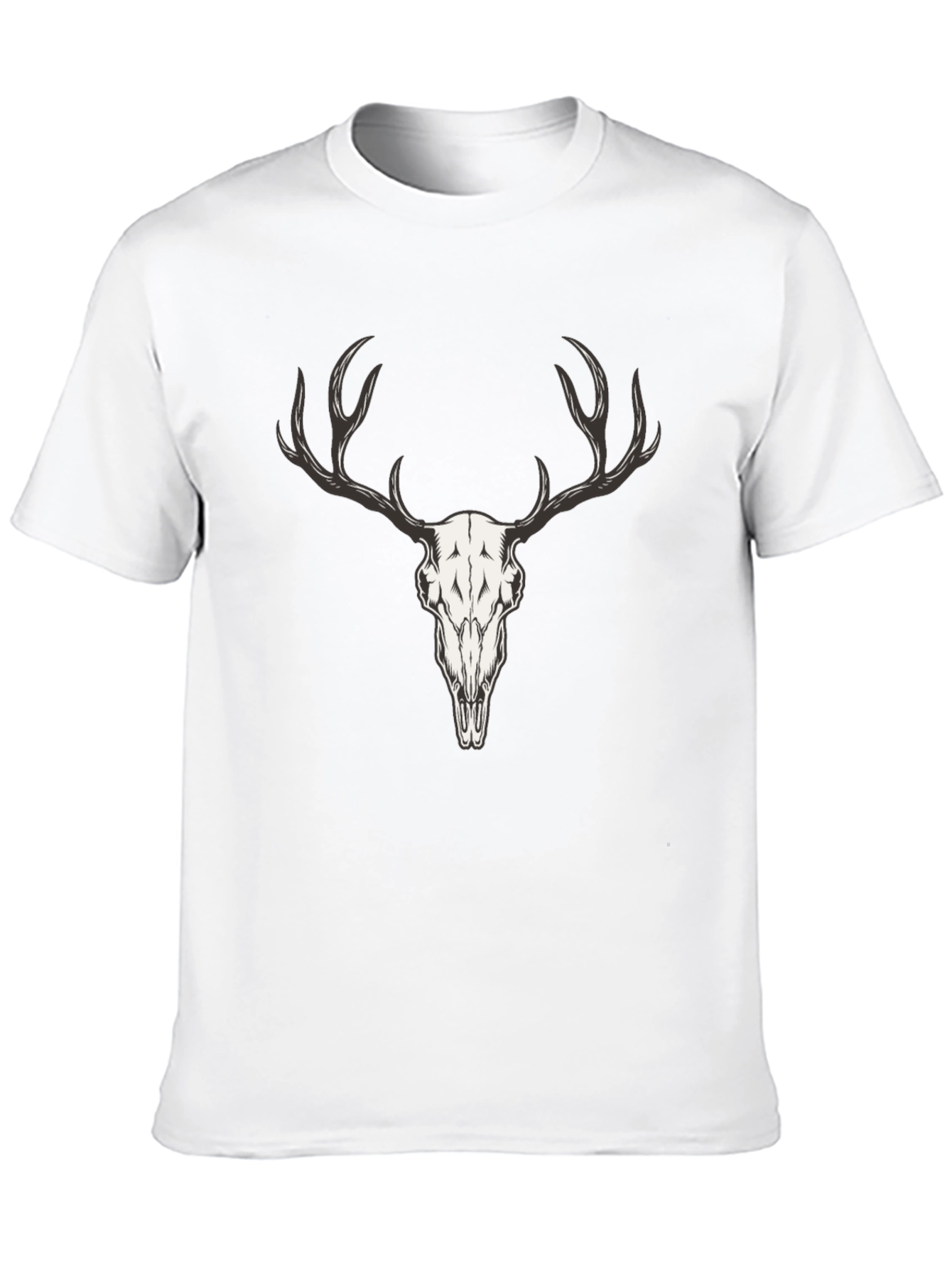Mens Black T-Shirt with Deer Skull Graphic