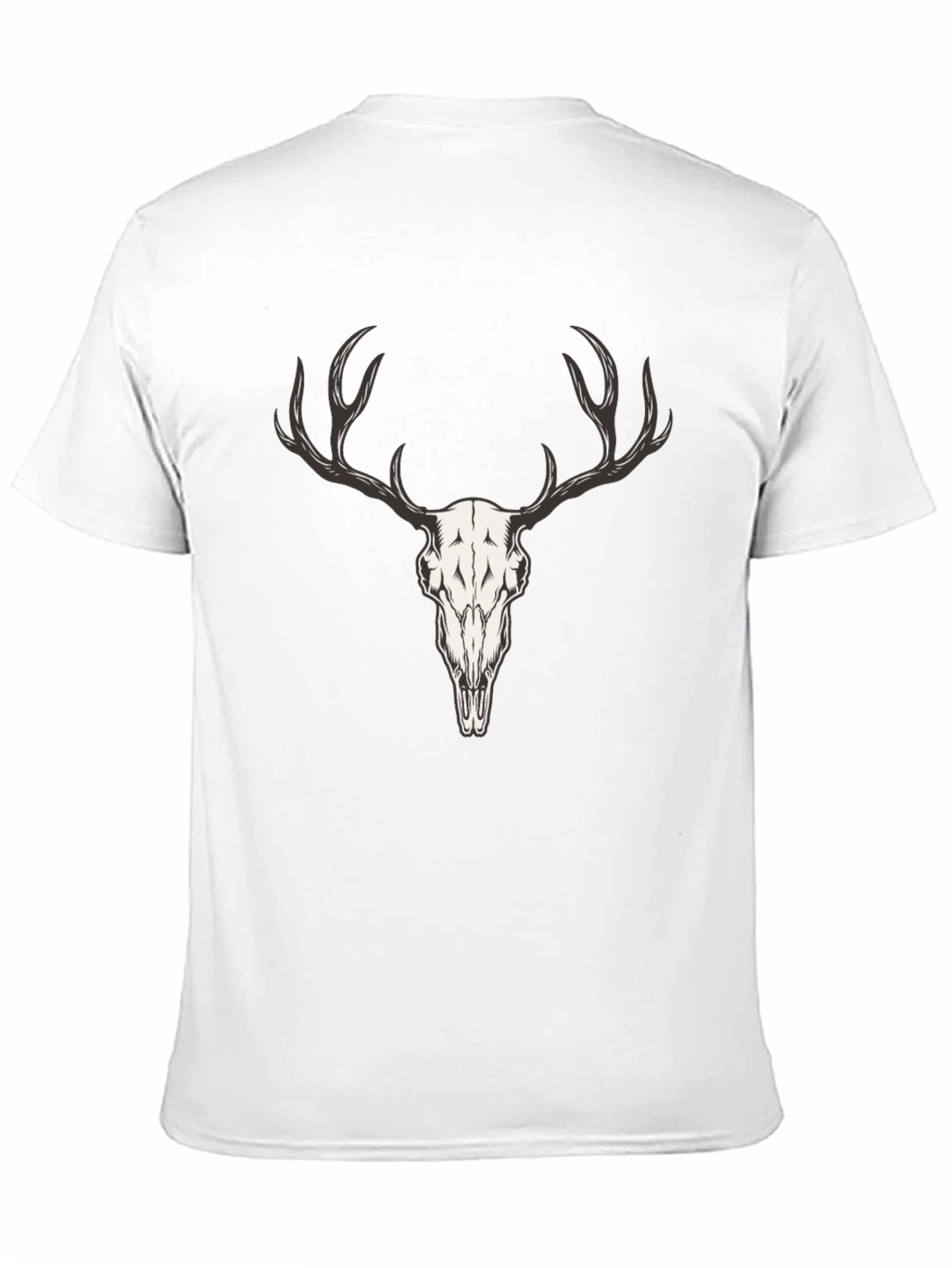 Mens Black T-Shirt with Deer Skull Graphic