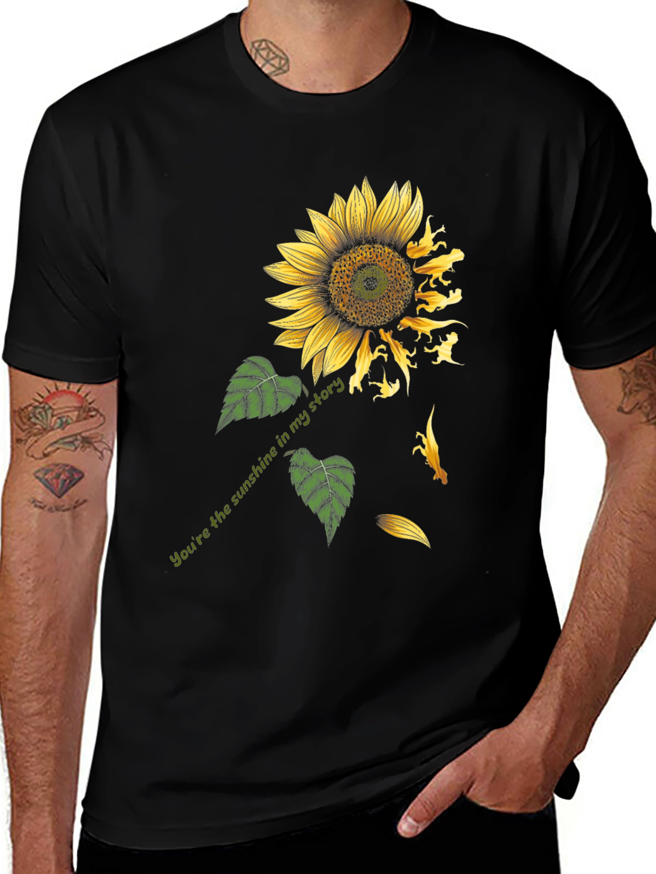 Sunflower Dinosaur Graphic Print Tee - Black
