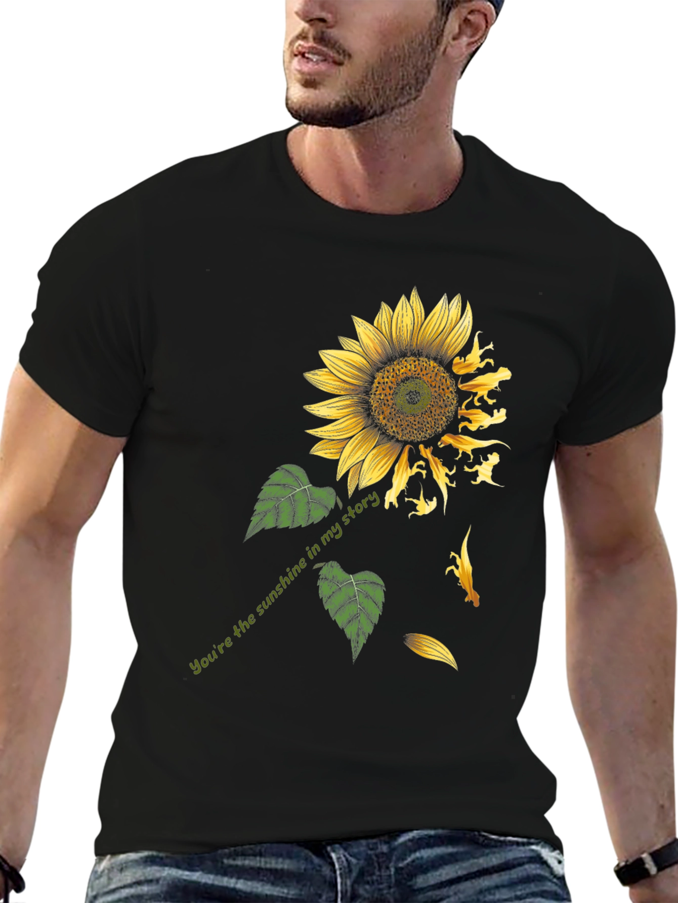 Sunflower Dinosaur Graphic Print Tee - Black