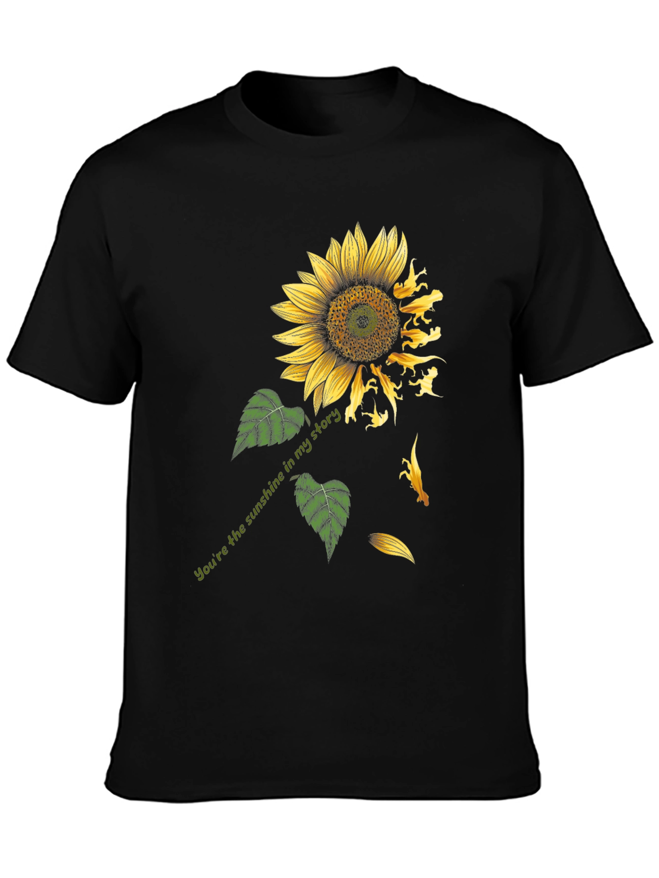 Sunflower Dinosaur Graphic Print Tee - Black