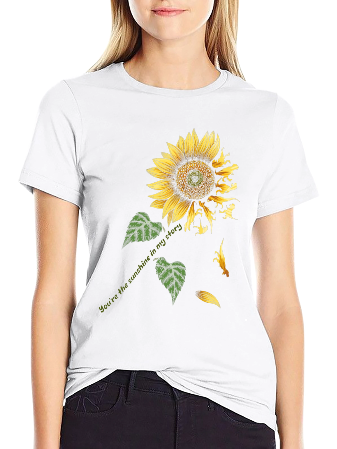 Sunflower Dinosaur Graphic Print Tee - Black