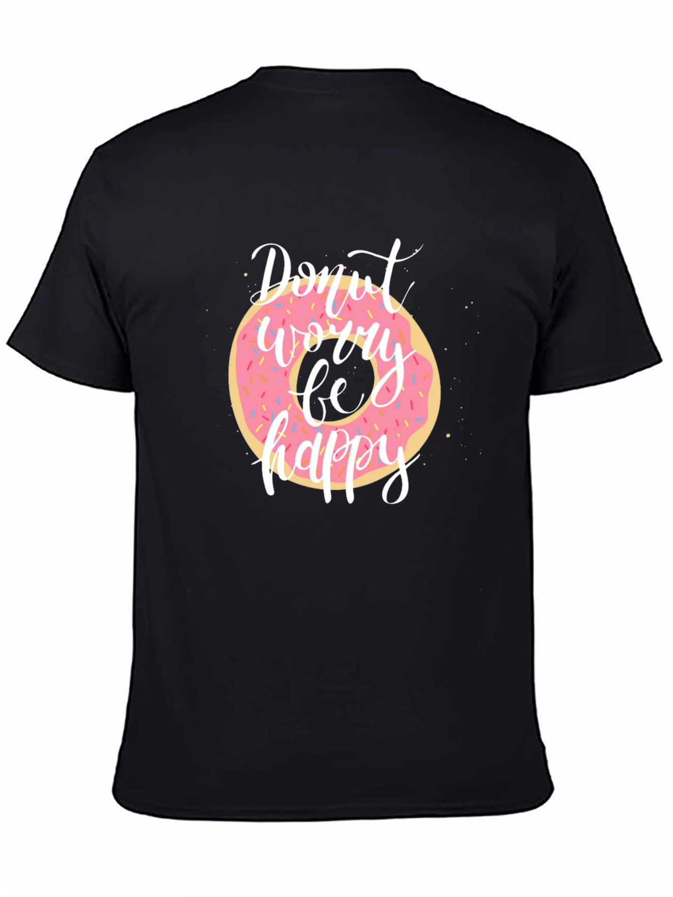 Donut Worry Be Happy Black T-Shirt