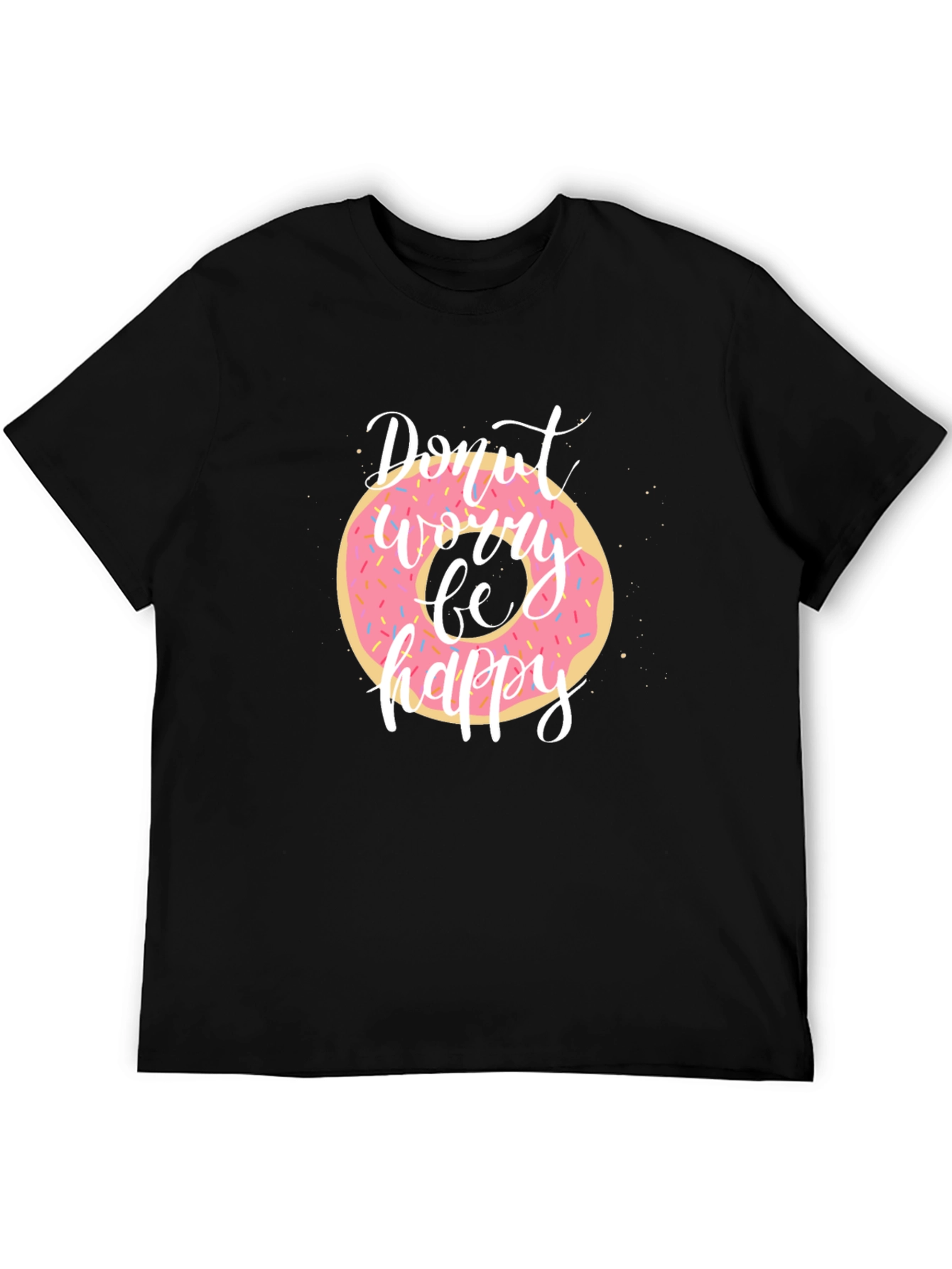 Donut Worry Be Happy Black T-Shirt