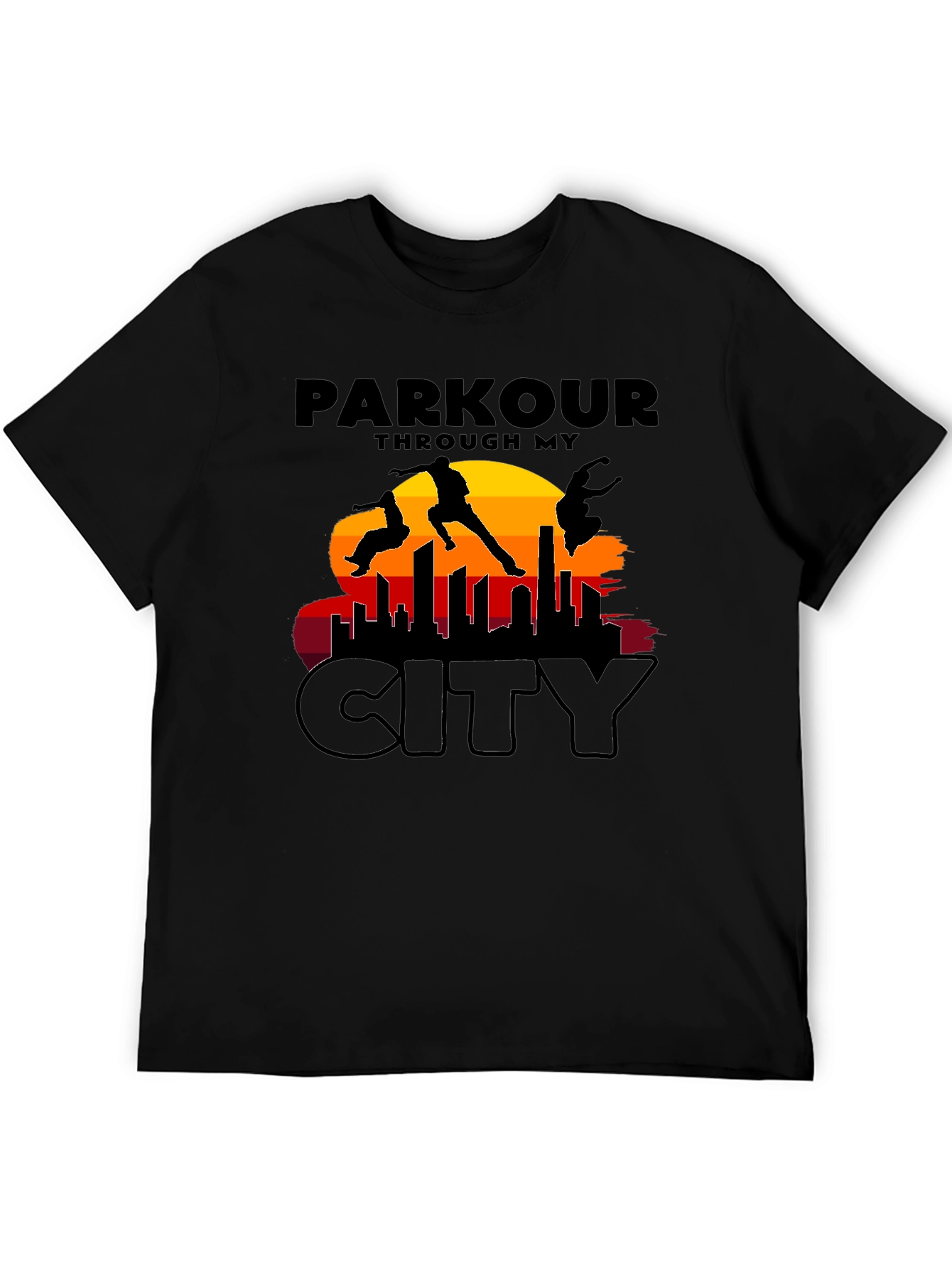 Parkour Cityscape Graphic T-Shirt - Urban Adventure Apparel