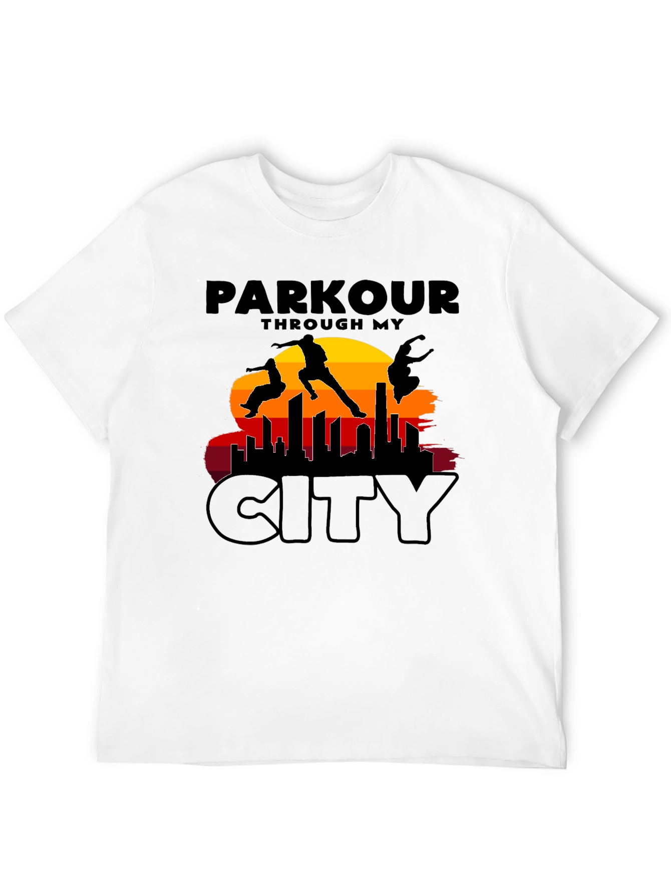 Parkour Cityscape Graphic T-Shirt - Urban Adventure Apparel
