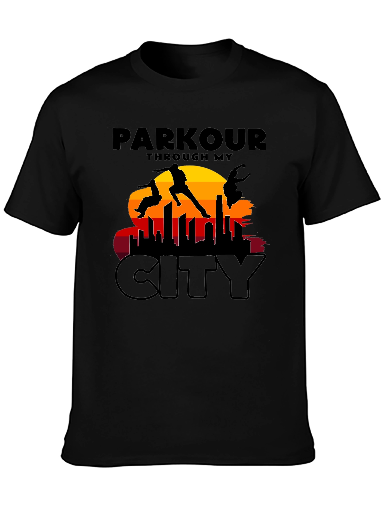 Parkour Cityscape Graphic T-Shirt - Urban Adventure Apparel