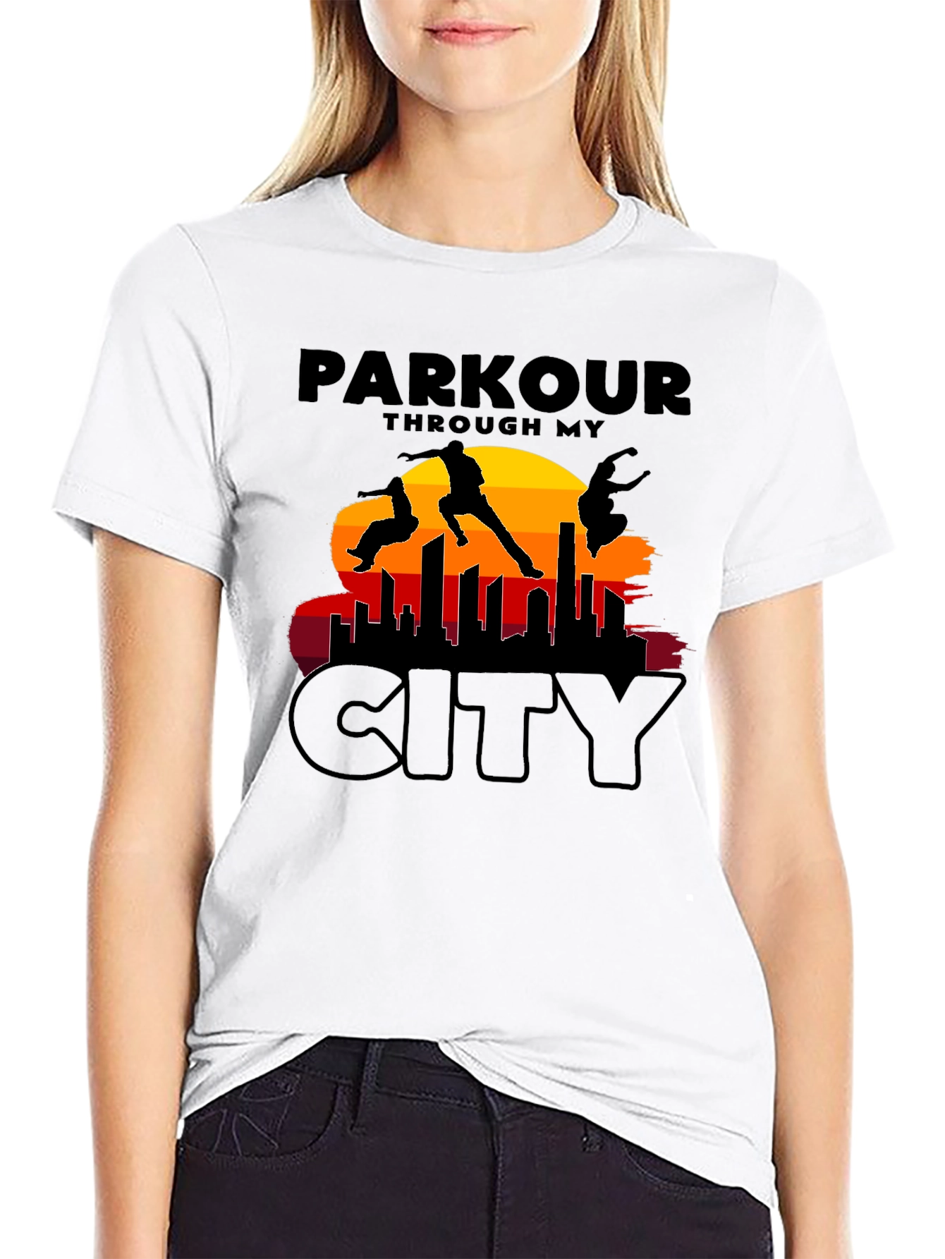 Parkour Cityscape Graphic T-Shirt - Urban Adventure Apparel