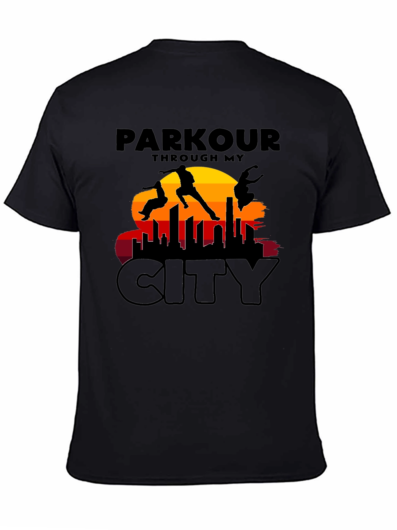 Parkour Cityscape Graphic T-Shirt - Urban Adventure Apparel