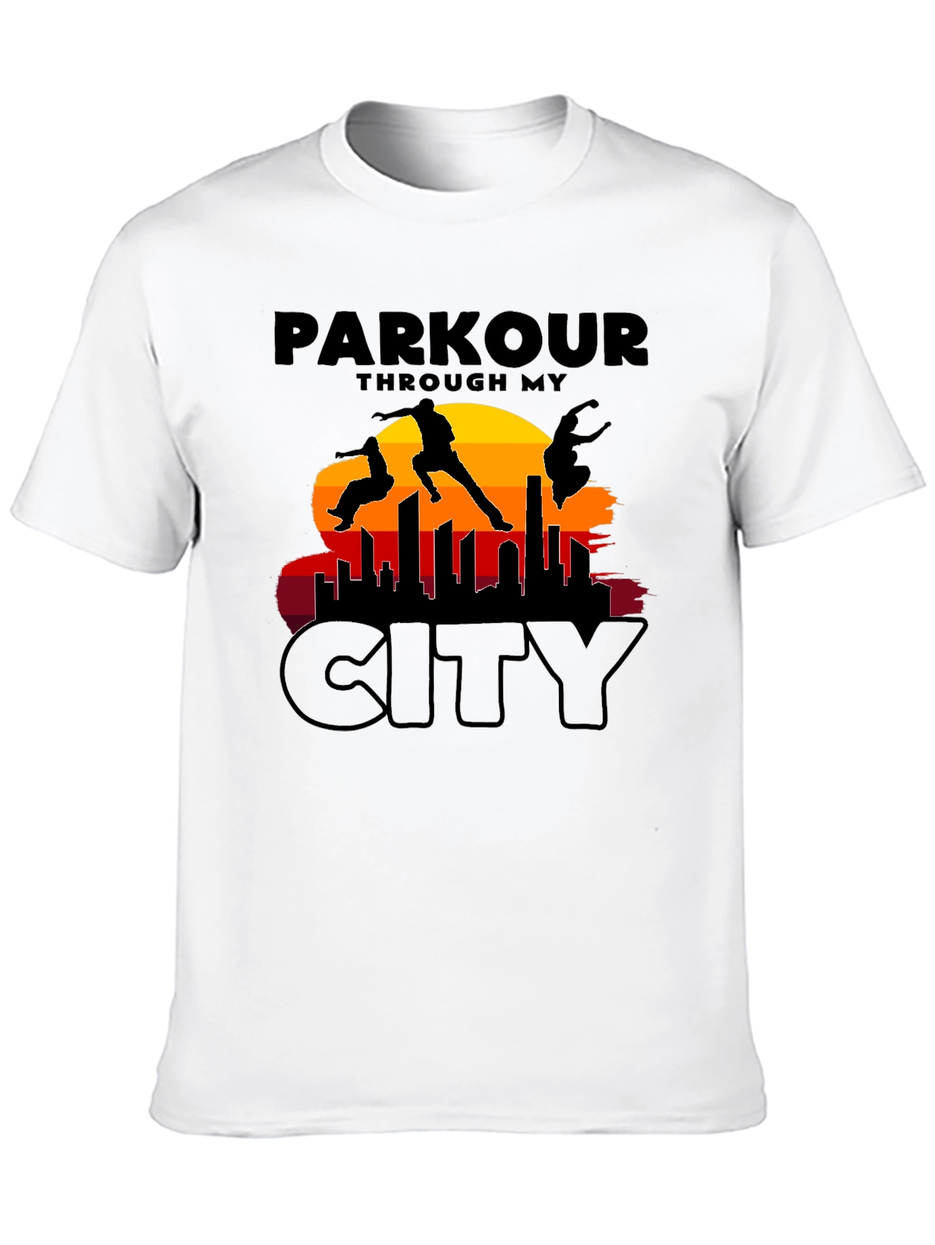 Parkour Cityscape Graphic T-Shirt - Urban Adventure Apparel